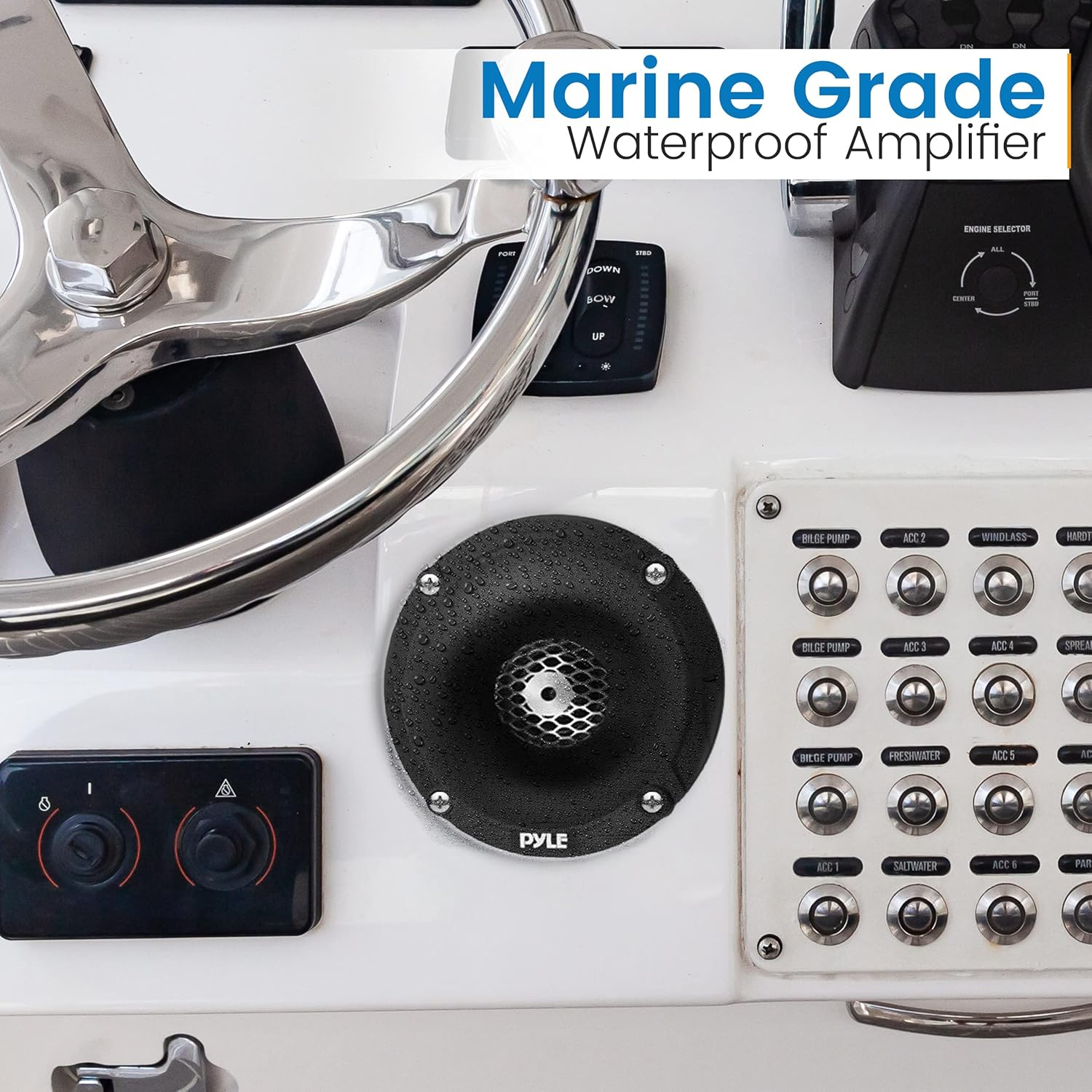 Marine Tweeter Speaker System – One Pair of 1-inch PEI Black Dome Tweeters with Horn Diffuser, 120 Watts Max Power, 4 Ohm Impedance, and IP-X5 Marine Grade Waterproof Rating