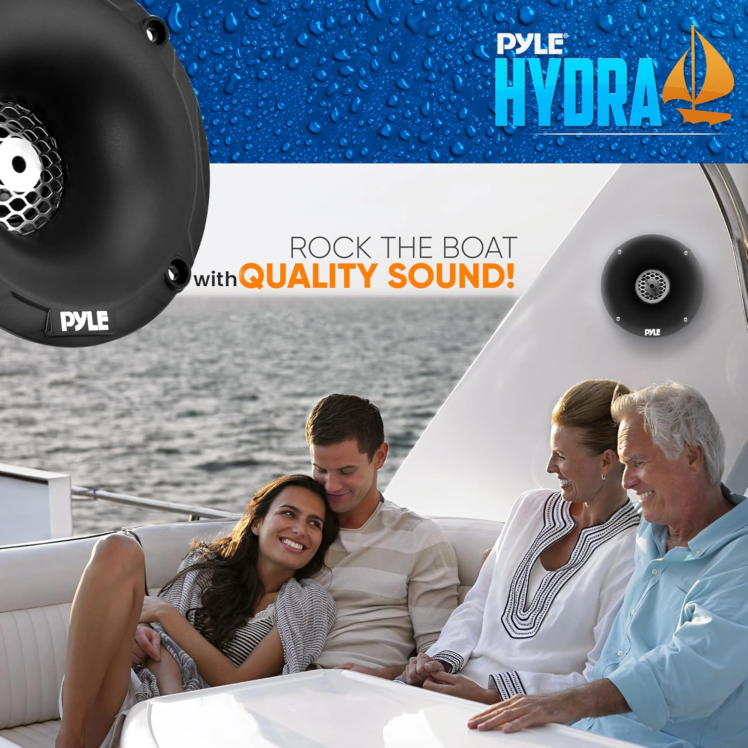 Marine Tweeter Speaker System – One Pair of 1-inch PEI Black Dome Tweeters with Horn Diffuser, 120 Watts Max Power, 4 Ohm Impedance, and IP-X5 Marine Grade Waterproof Rating