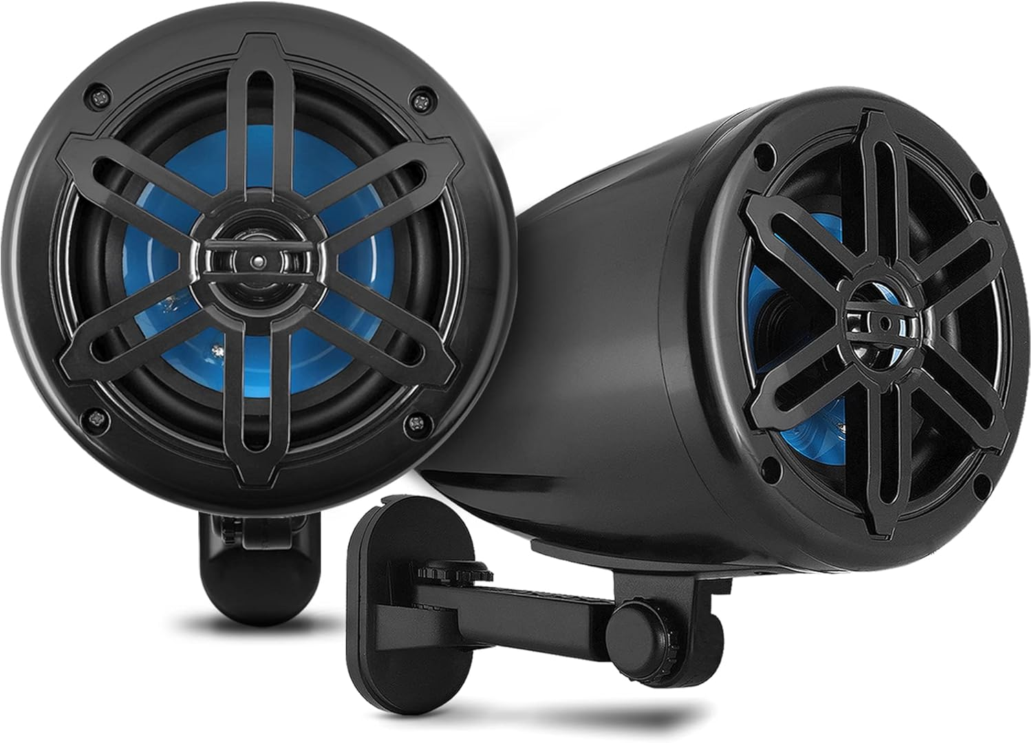 5.25” Waterproof Off-Road Speakers – 180W 2-Way Marine Woofer Sound System with a 360° Rotatable Bracket, Full Range Outdoor Audio Stereo Speakers for Motorcycles, ATVs, Jeeps, and Boats, Includes Bracket (Black)