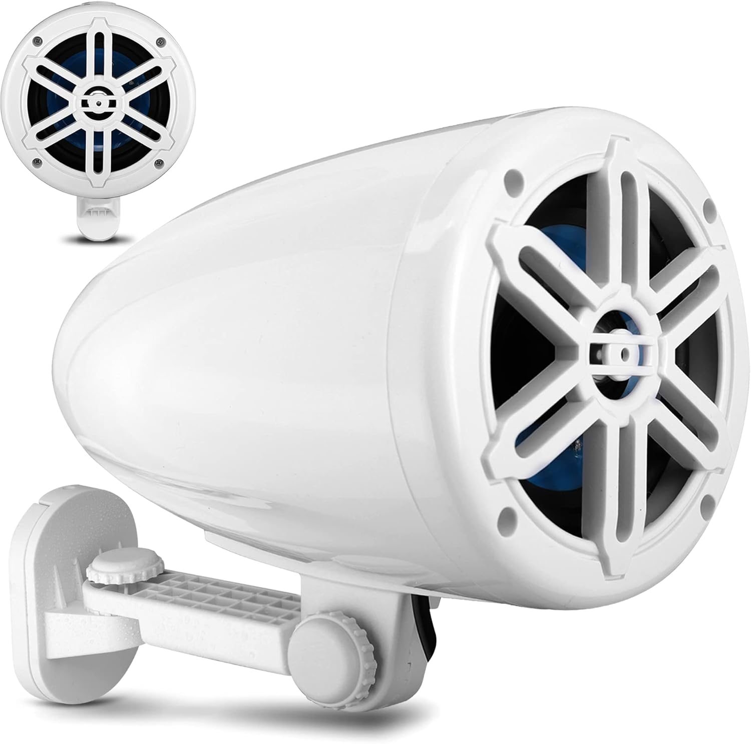 5.25” Waterproof Off-Road Speakers – 180W 2-Way Marine Woofer Sound System featuring a 360° Rotatable Bracket, Full Range Outdoor Audio Stereo Speakers for Motorcycles, ATVs, Jeeps, and Boats, Includes Bracket (White)