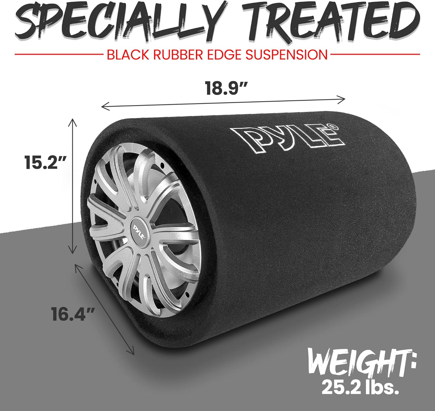 12-Inch Carpeted Subwoofer Tube Speaker - 500 Watt High-Powered Car Audio Sound Component Speaker Enclosure System featuring a 2” Aluminum Voice Coil, 4 Ohm, Rear Vented Design - PLTB121