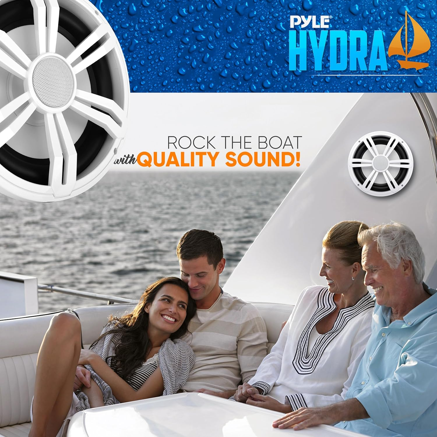 PyleUsa Slim Marine Subwoofer - 400W 4 Ohm Waterproof Car Component Speaker System with a Low Profile PP Cone and Rubber Edge, featuring a 40 Oz Magnet and 2" Voice Coil, designed for Custom Audio in Boats, Trucks, and Mobile Vehicles (White)