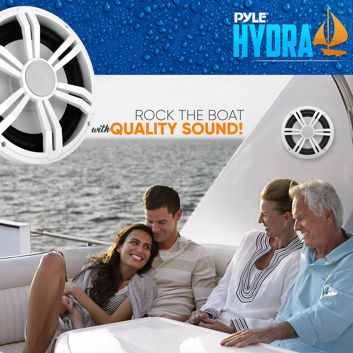 12” Slim Marine Subwoofer - 500W 4 Ohm Waterproof Car Component Speaker System featuring a Low Profile PP Cone with Rubber Edge, a 50 Oz Magnet, and a 2.5" Voice Coil, designed for Custom Audio in Boats, Trucks, and Mobile Vehicles (White)