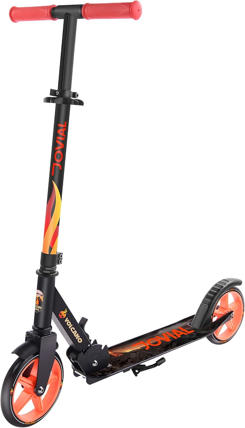 Jovial 2-Wheel Folding Kick Scooter - Foldable Scooter for Teens with Adjustable Height, Alloy Anti-Slip Deck, 7" Wheels, Front Mud Guard, for Boys and Girls