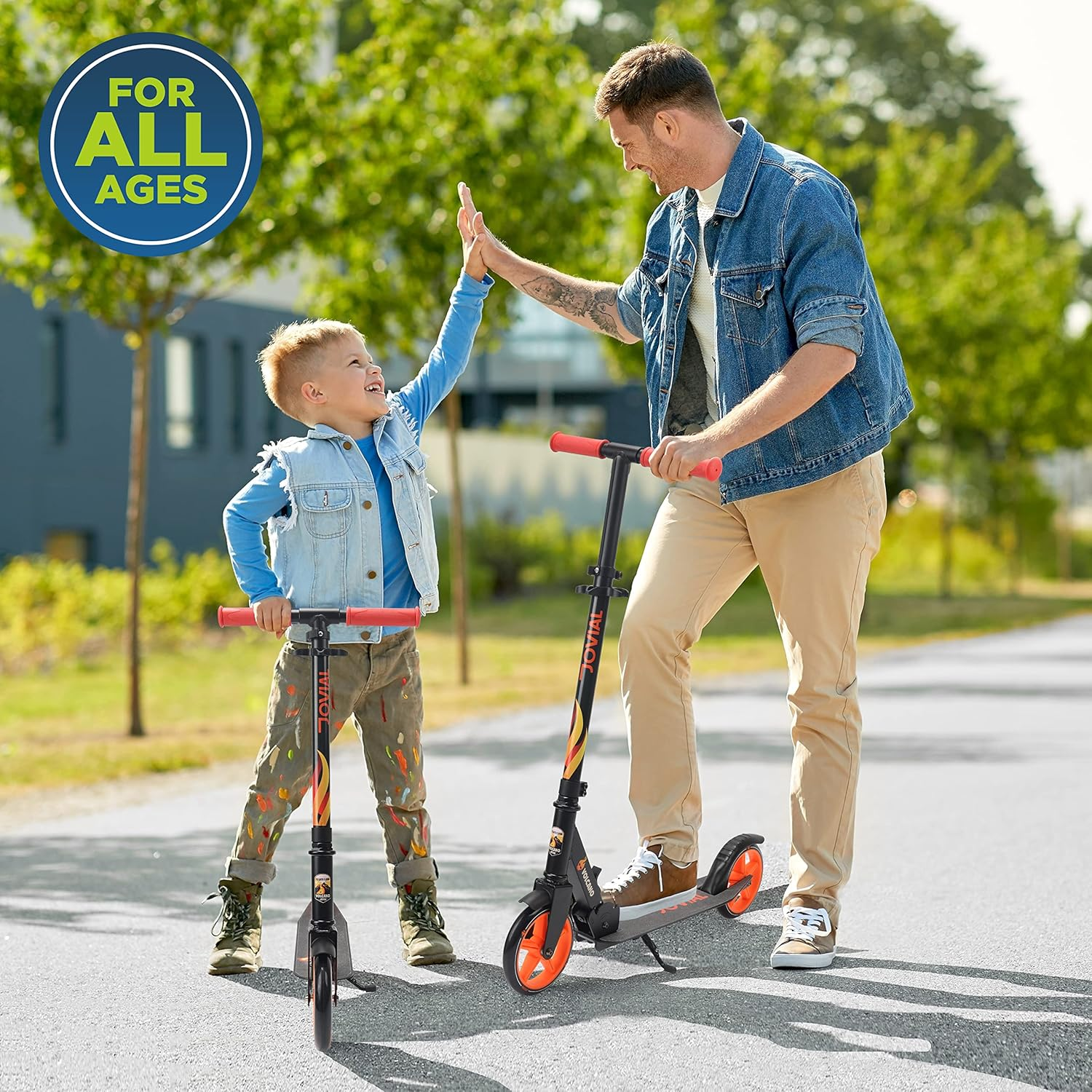 Jovial 2-Wheel Folding Kick Scooter - Foldable Scooter for Teens with Adjustable Height, Alloy Anti-Slip Deck, 7" Wheels, Front Mud Guard, for Boys and Girls