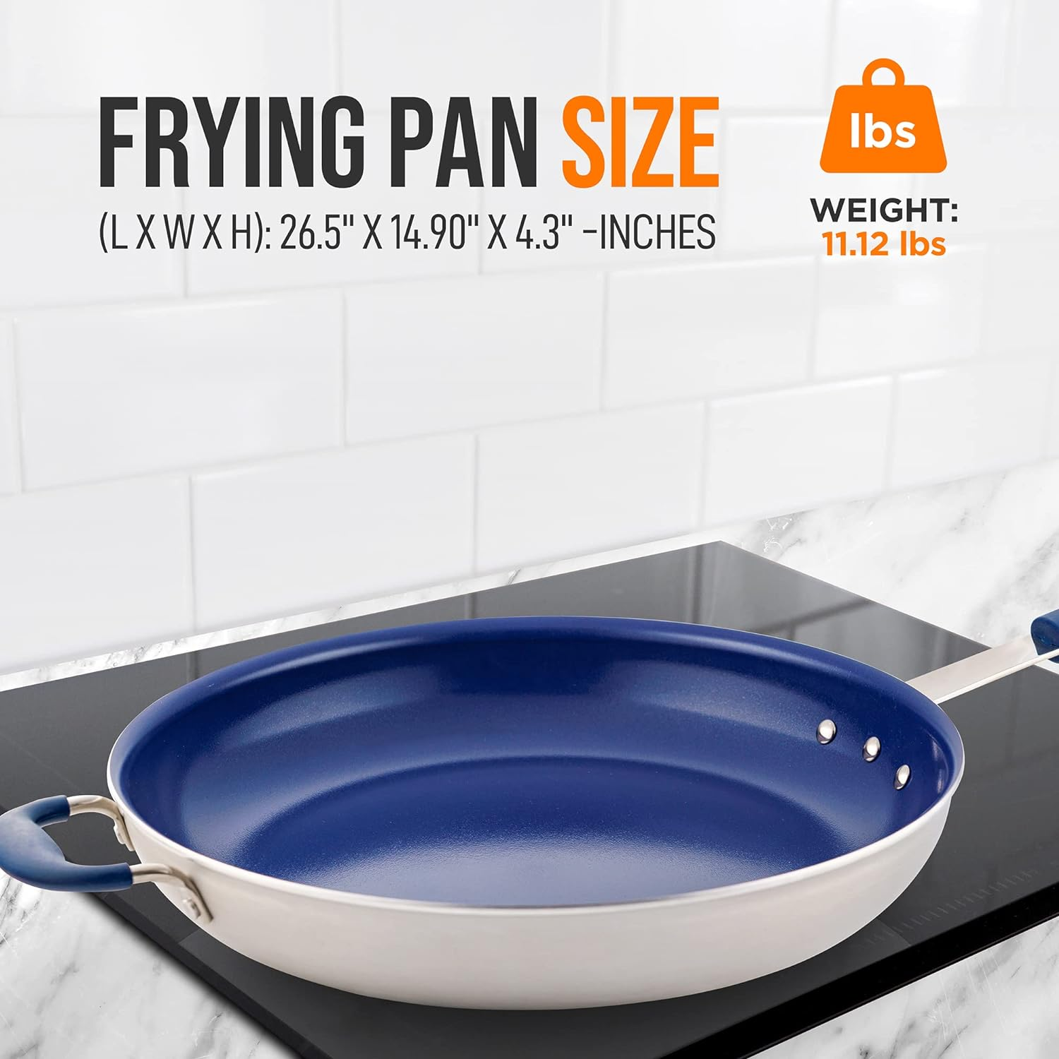 14-Inch Ceramic Frying Pan - Extra Large Nonstick Skillet, Stain Resistant and Easy to Clean