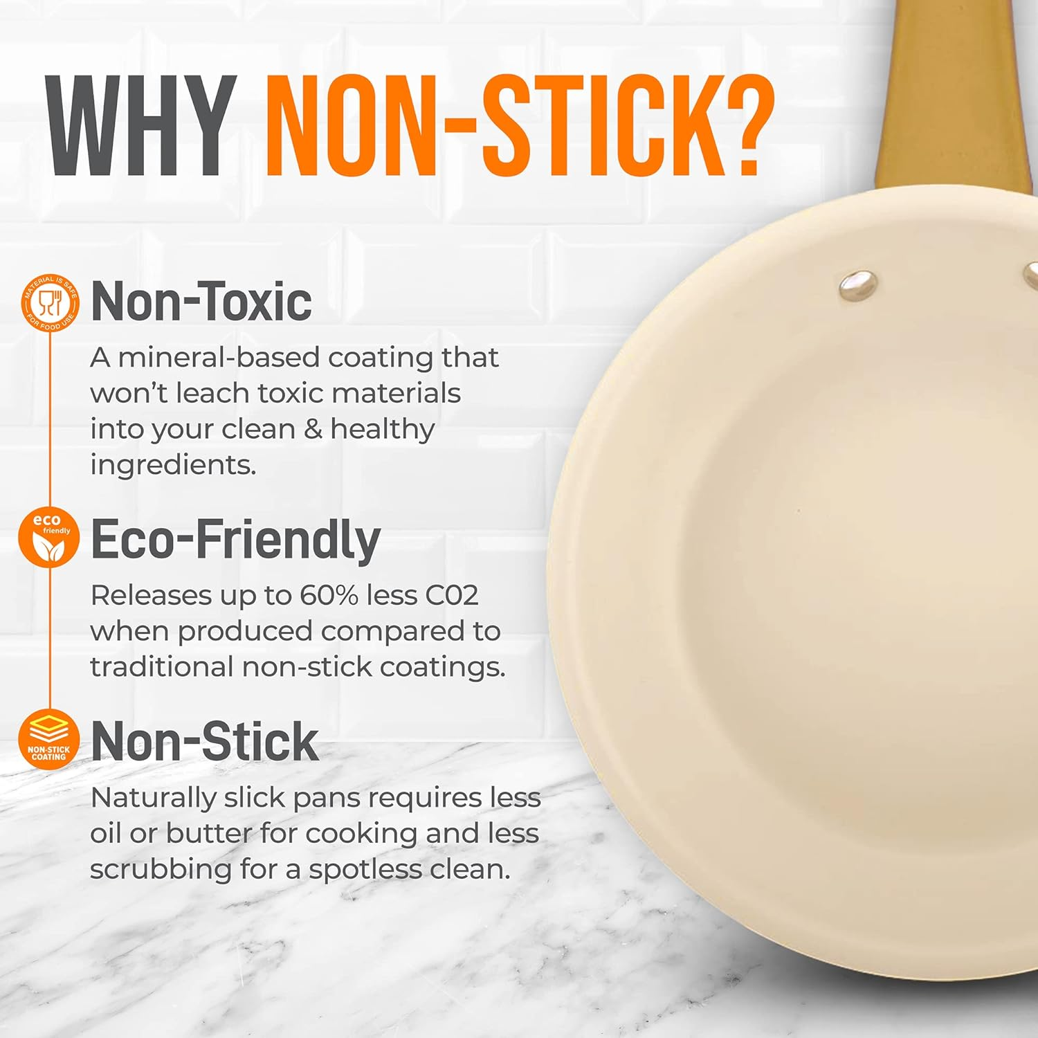 12” Nonstick Frying Pan with Lid - Large Skillet with Golden Titanium-Coated Silicone Handle, Ceramic Coating, Stain-Resistant and Easy to Clean, Professional Home Cookware