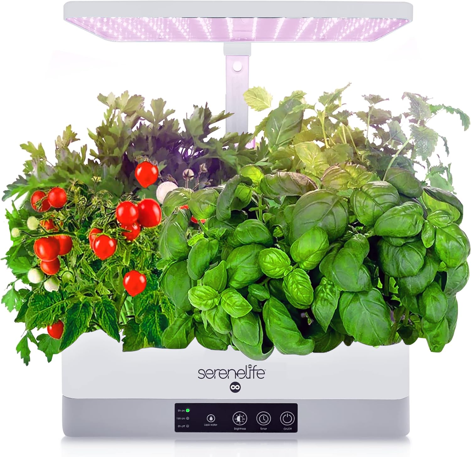 SereneLife SLGLF140 Smart Indoor Herb Garden with LED Grow Light Panel, White