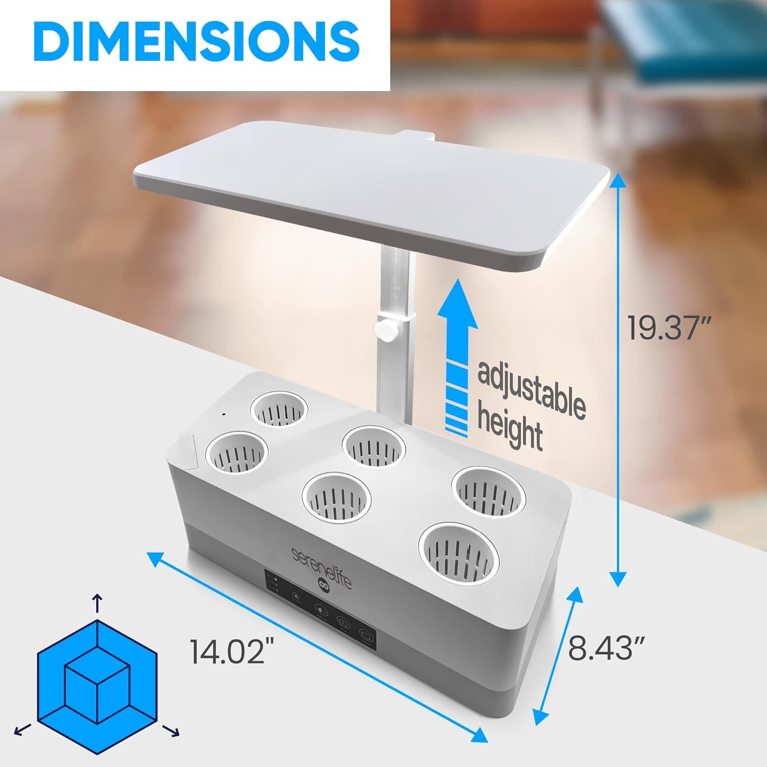 SereneLife SLGLF140 Smart Indoor Herb Garden with LED Grow Light Panel, White