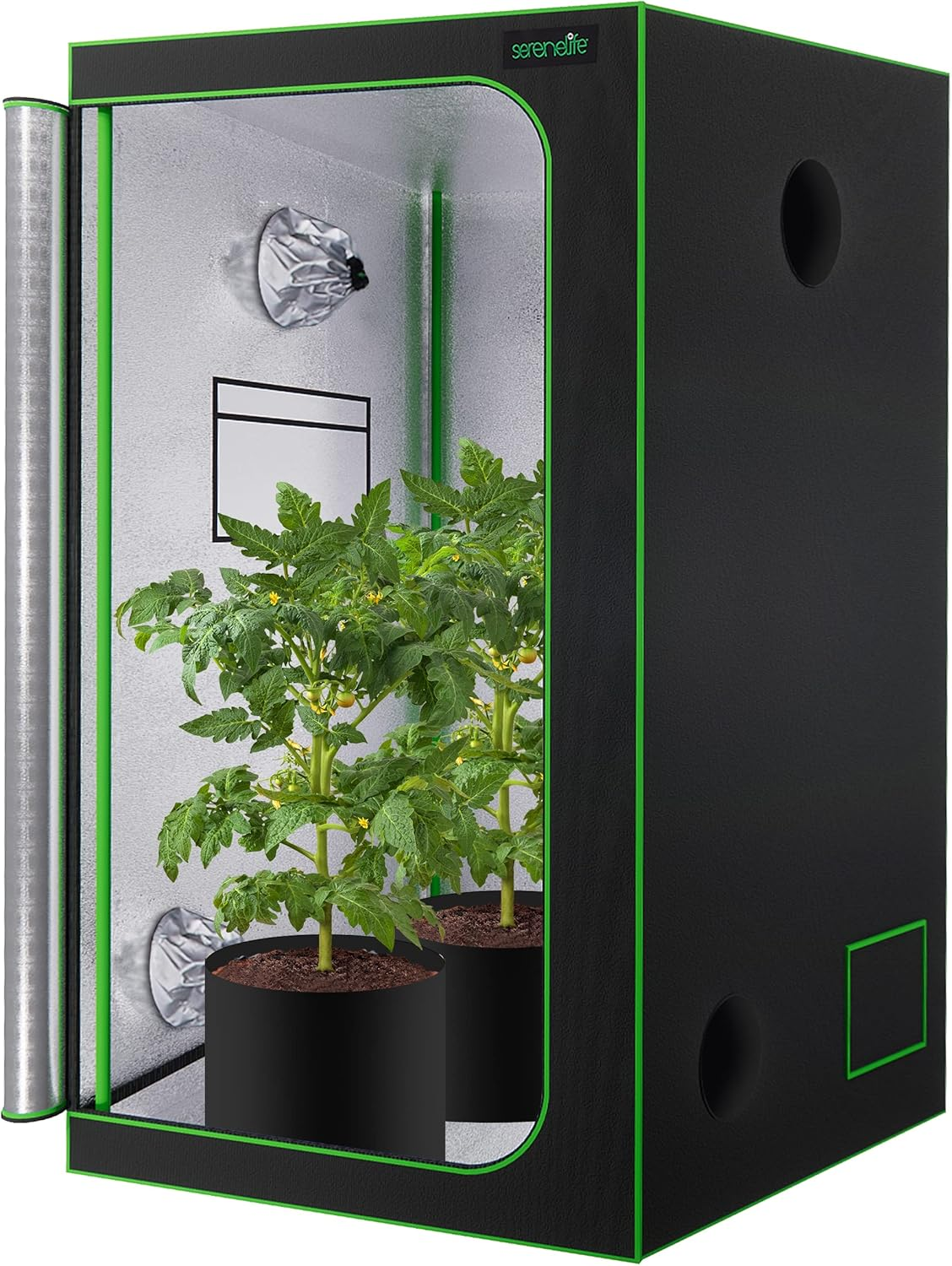 Medium Hydroponic Grow Tent Garden - 36" x 36" x 72" Indoor Plant Growing System with Durable Reflective 600D Mylar and Observation Window - Includes Removable Floor Tray and Pole Shelf