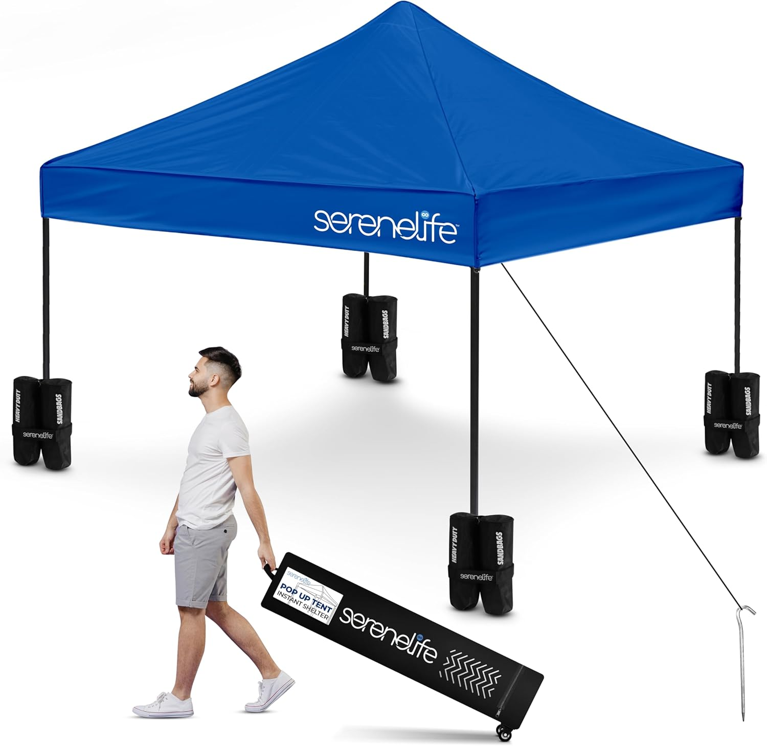 Pop-Up Canopy Tent - Commercial Instant Shelter, Foldable/Collapsible Sunshade with Waterproof, UV-Resistant Top, Includes Portable Carry Bag and Sand Bag