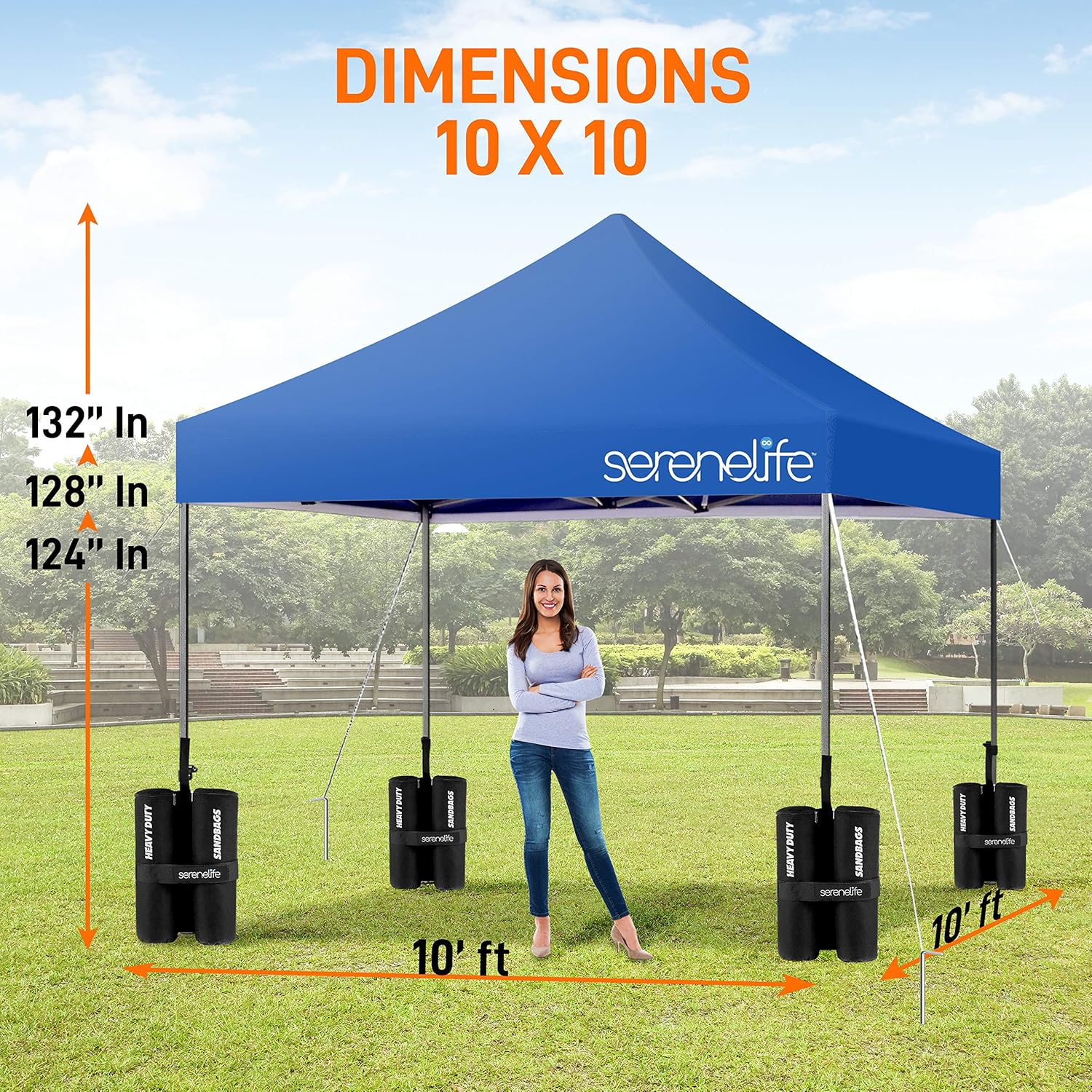 Pop-Up Canopy Tent - Commercial Instant Shelter, Foldable/Collapsible Sunshade with Waterproof, UV-Resistant Top, Includes Portable Carry Bag and Sand Bag