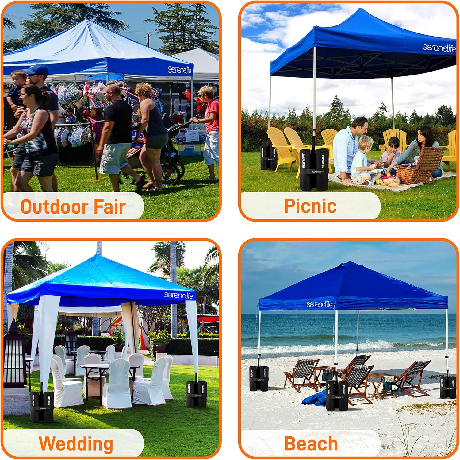 Pop-Up Canopy Tent - Commercial Instant Shelter, Foldable/Collapsible Sunshade with Waterproof, UV-Resistant Top, Includes Portable Carry Bag and Sand Bag