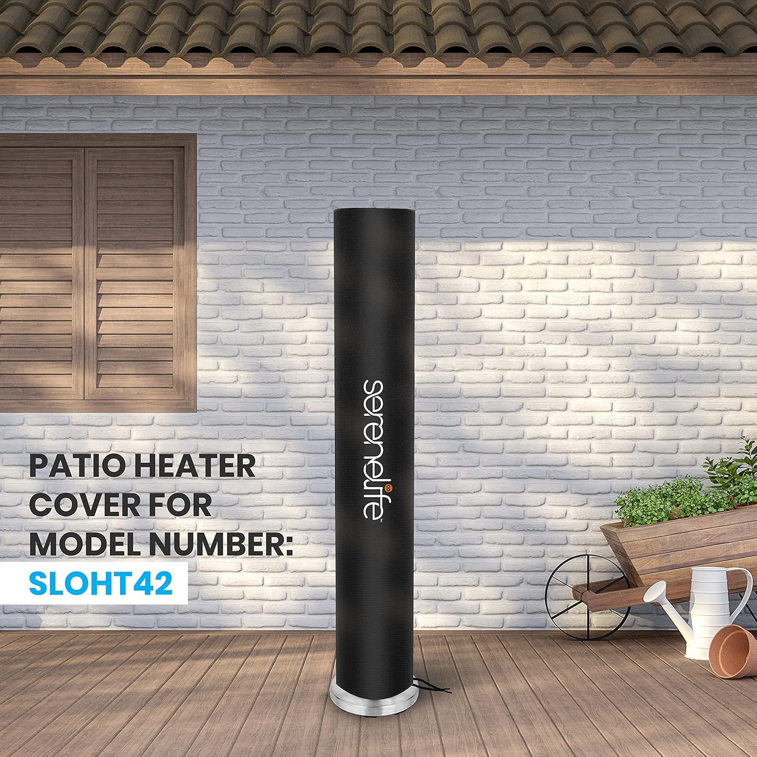 SereneLife SLOHT421 Heavy-Duty Stand-Up Patio Heater Cover for Model SLOHT42, Black