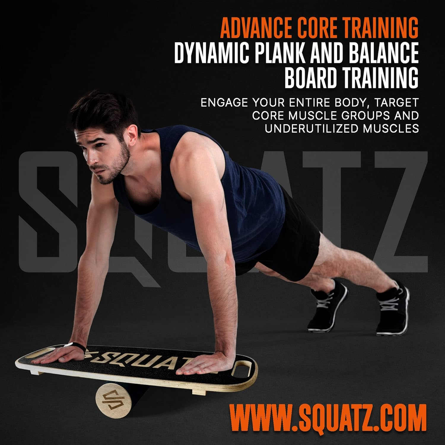 SQUATZ Wooden Balance Board, Standing Desk Anti-Fatigue Mat, Ergonomically Designed Exercise Equipment with Comfortable Non-Slip Surface, Wobble Board for Skateboarding, Hockey, Snowboarding, and Surf Training