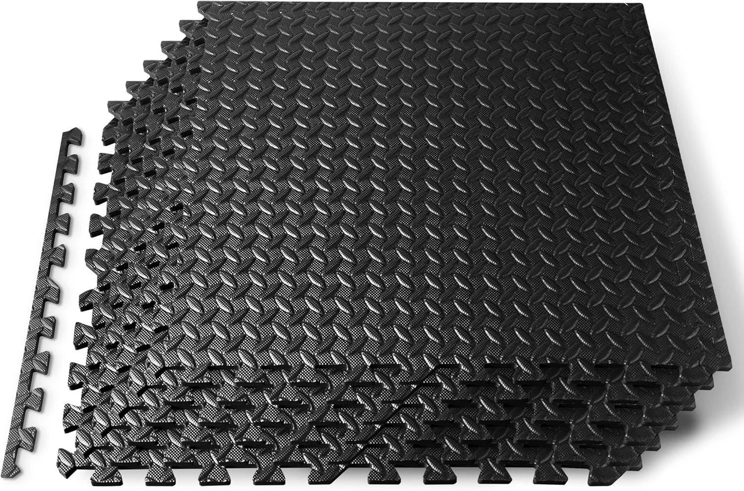 SQUATZ Thick Puzzle Exercise Mat - 6 Pieces of EVA Foam Interlocking Tiles for Protective Flooring, Suitable for Gym Equipment and Workout Cushioning, Durable Non-Skid Texture, Easy to Assemble, Black