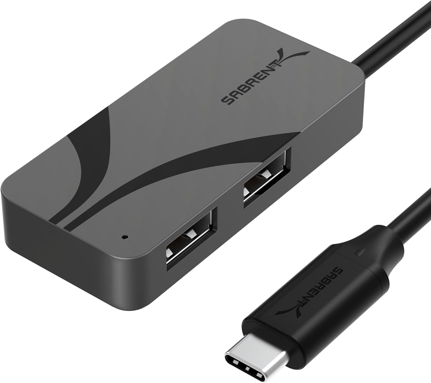 Sabrent USB-C 3-Port Hub with USB PD 3.0, featuring 1 USB-A port with 5Gbps speed, 2 USB-A ports with 480Mbps speed, and 1 USB-C port with 5Gbps speed and 100W Power Delivery for laptops, Steam Deck, ROG Ally, tablets, and phones (HB-C4WP)