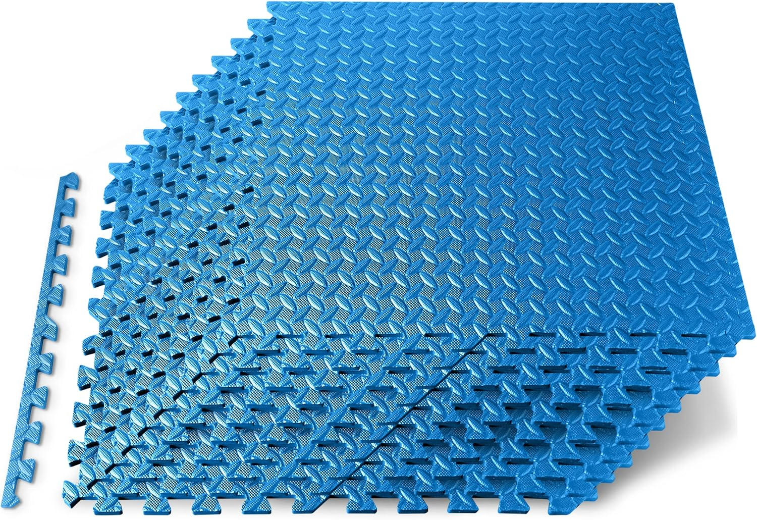 Thick Puzzle Exercise Mat, 10 Pcs EVA Foam Interlocking Tiles, Protective Flooring for Gym Equipment and Cushioning for Workouts, Durable Non-Skid Texture, Easy to Assemble, Blue