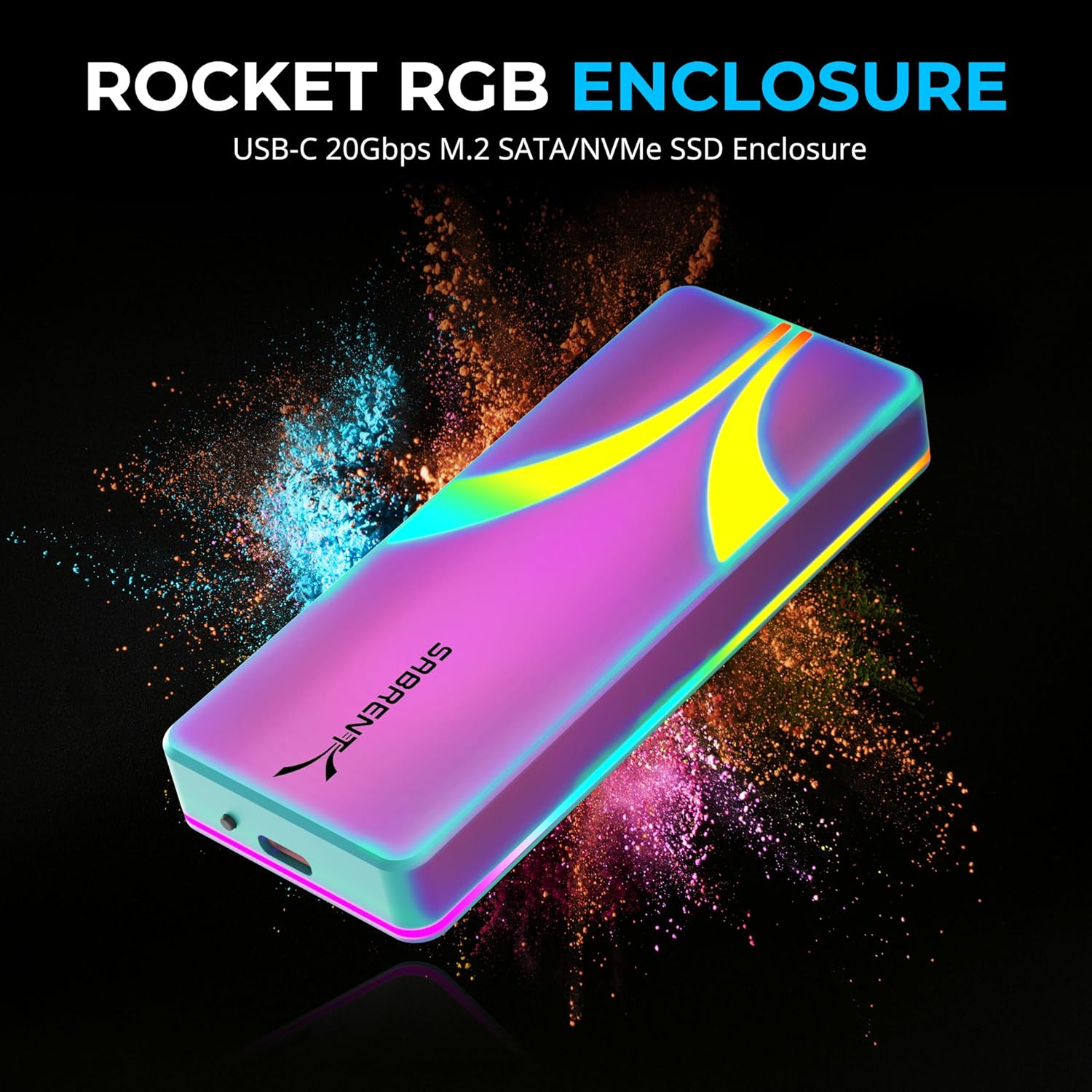 Sabrent Rocket RGB USB-C 20Gbps M.2 SATA/NVMe SSD Enclosure Special Edition EC-RGBC