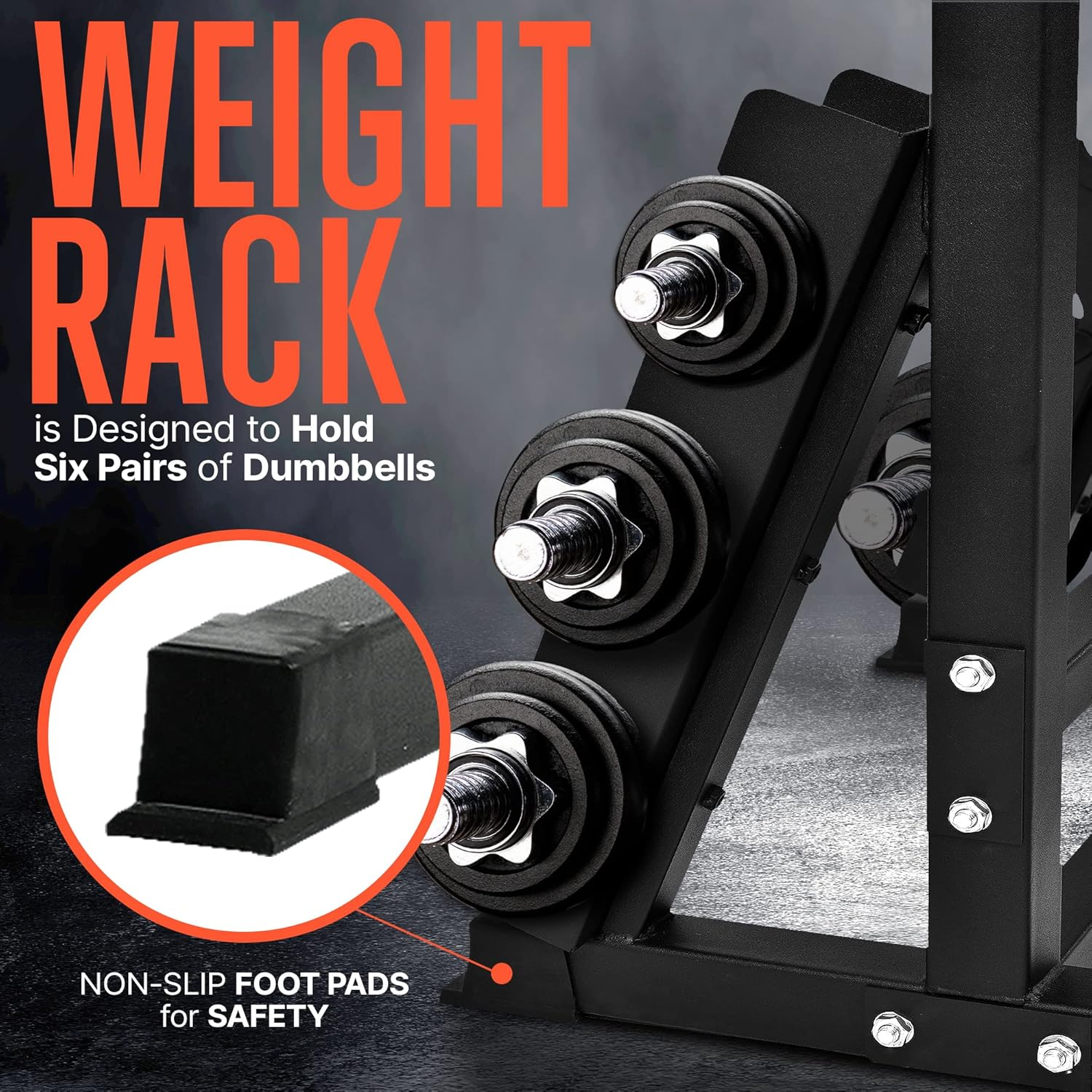 SQUATZ Multifunction Dip Rack Stand - Smart Workout Station with Weight Rack, Holds Up to 6 Dumbbells, Weatherproof Steel Body, Gym with Multiple Strength Training Stations and Grip Positions