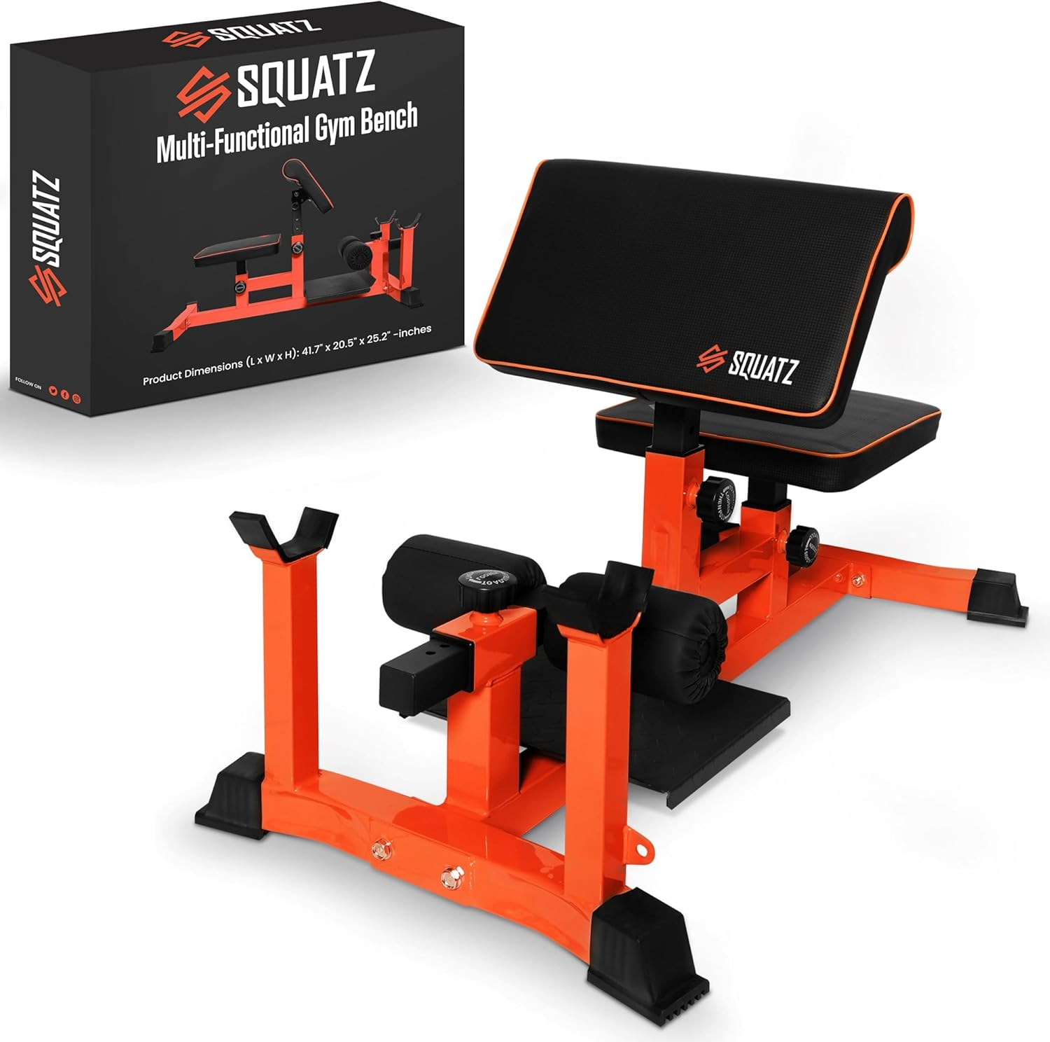 SQUATZ Sissy Squat Machine and Preacher Curl Crunch Rack - Foldable Squatting Bench for Home Gym Workout Station and Leg Exercise, Train Abs, Thighs, and Glutes with Multifunctional Fitness Equipment