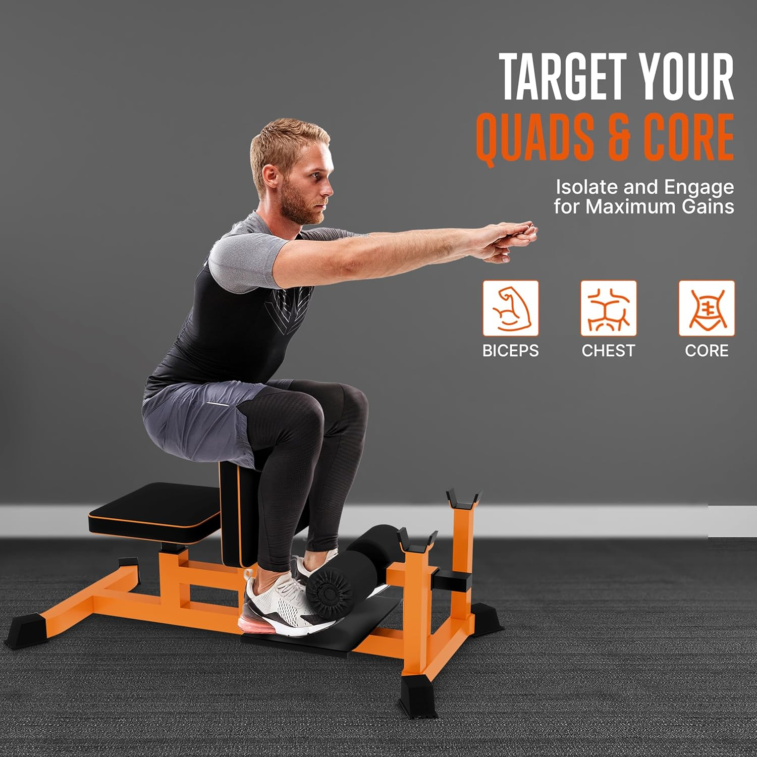 SQUATZ Sissy Squat Machine and Preacher Curl Crunch Rack - Foldable Squatting Bench for Home Gym Workout Station and Leg Exercise, Train Abs, Thighs, and Glutes with Multifunctional Fitness Equipment