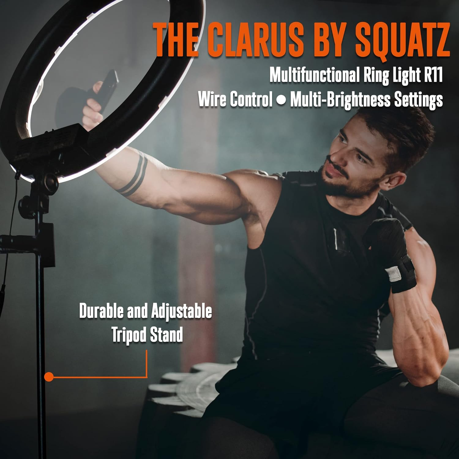 SQUATZ 11" LED 12W Selfie Ring Light R11 with Wired Control, Tripod Stand with 6 Sections, Phone Holder, and Adjustable Brightness Levels for Influencers, YouTube, TikTok, and Barbers