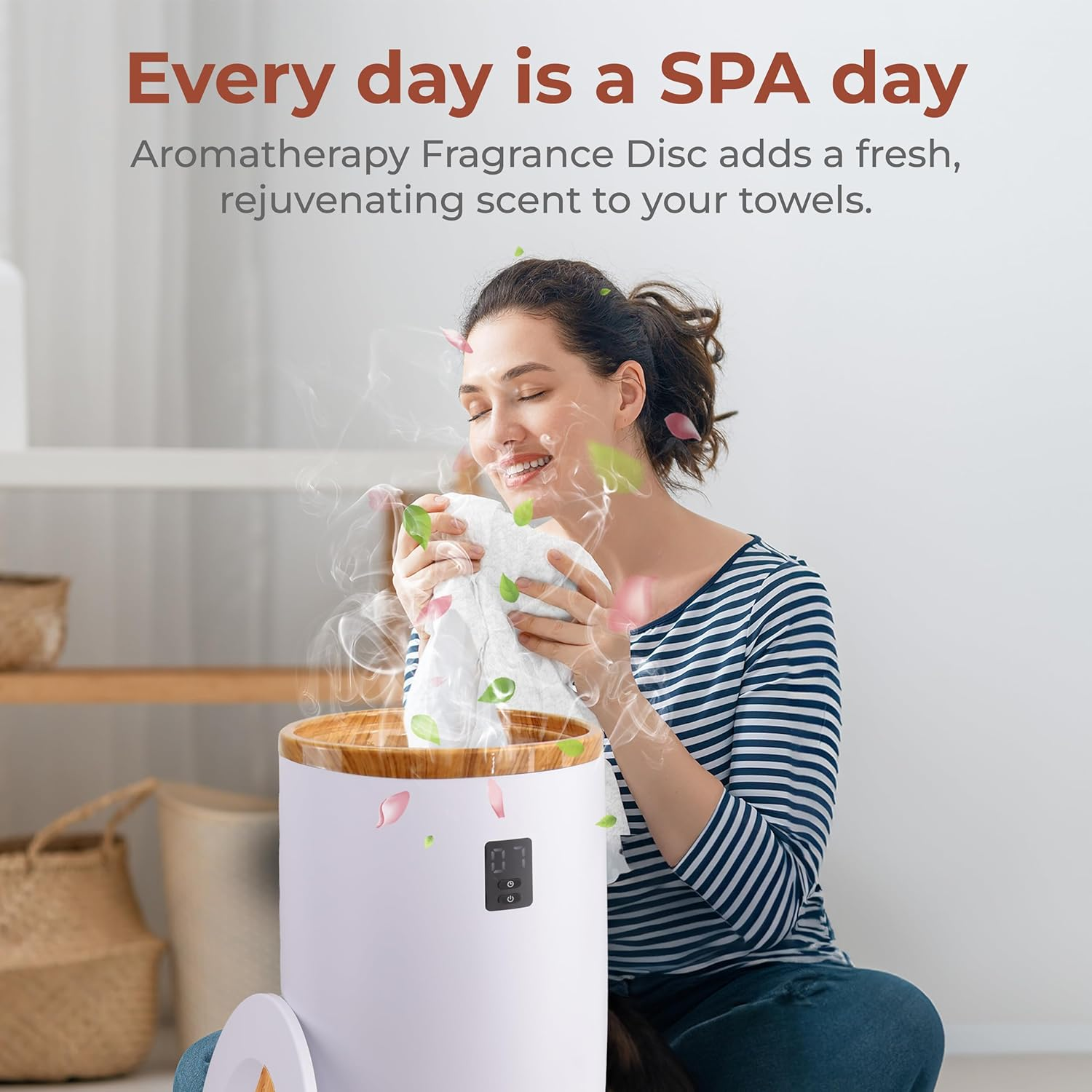 Towel Warmer for Bathroom, Spa, Living Room, Towel & Blanket Warmer Bucket, w/Fragrance, Auto Shut Off, Fits Up to Two Oversized Towels, Bathrobes, Blankets, PJ's, 20L- by SereneLife