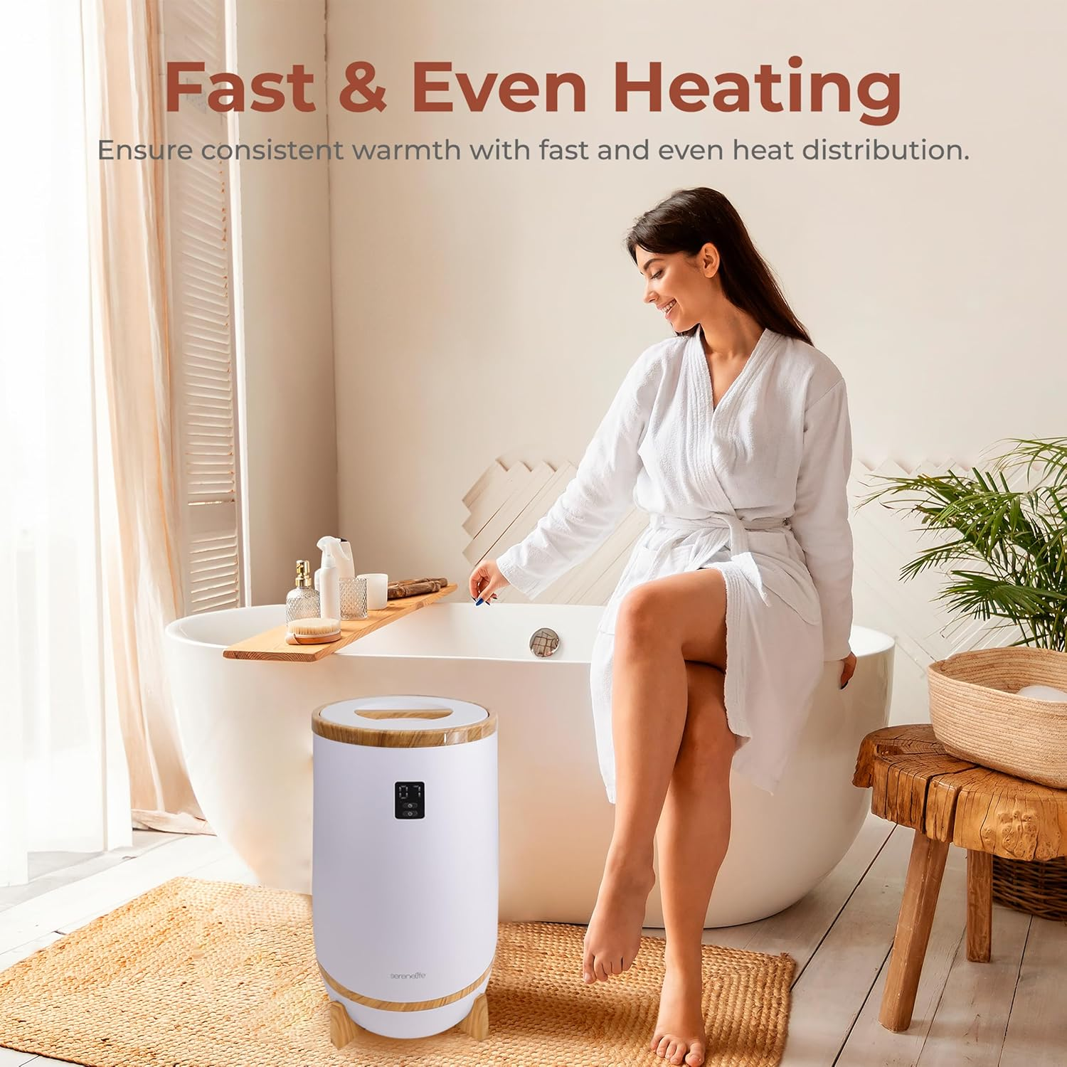 Towel Warmer for Bathroom, Spa, Living Room, Towel & Blanket Warmer Bucket, w/Fragrance, Auto Shut Off, Fits Up to Two Oversized Towels, Bathrobes, Blankets, PJ's, 20L- by SereneLife