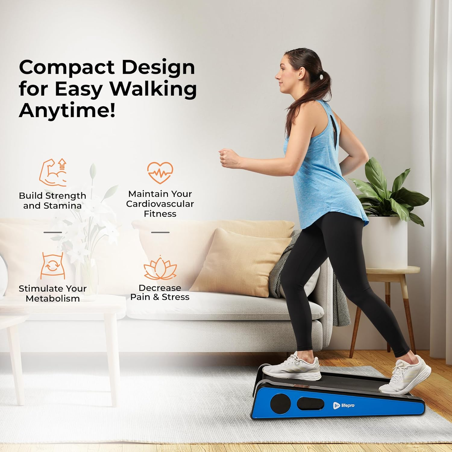 Lifepro Smallest 30-Inch Walking Pad Treadmill for Home and Office, Under Desk Walking Pad with Incline, Max Speed 3 MPH, 220 lbs Max Weight, Portable Running Machine, Travel-Friendly Walking Treadmill