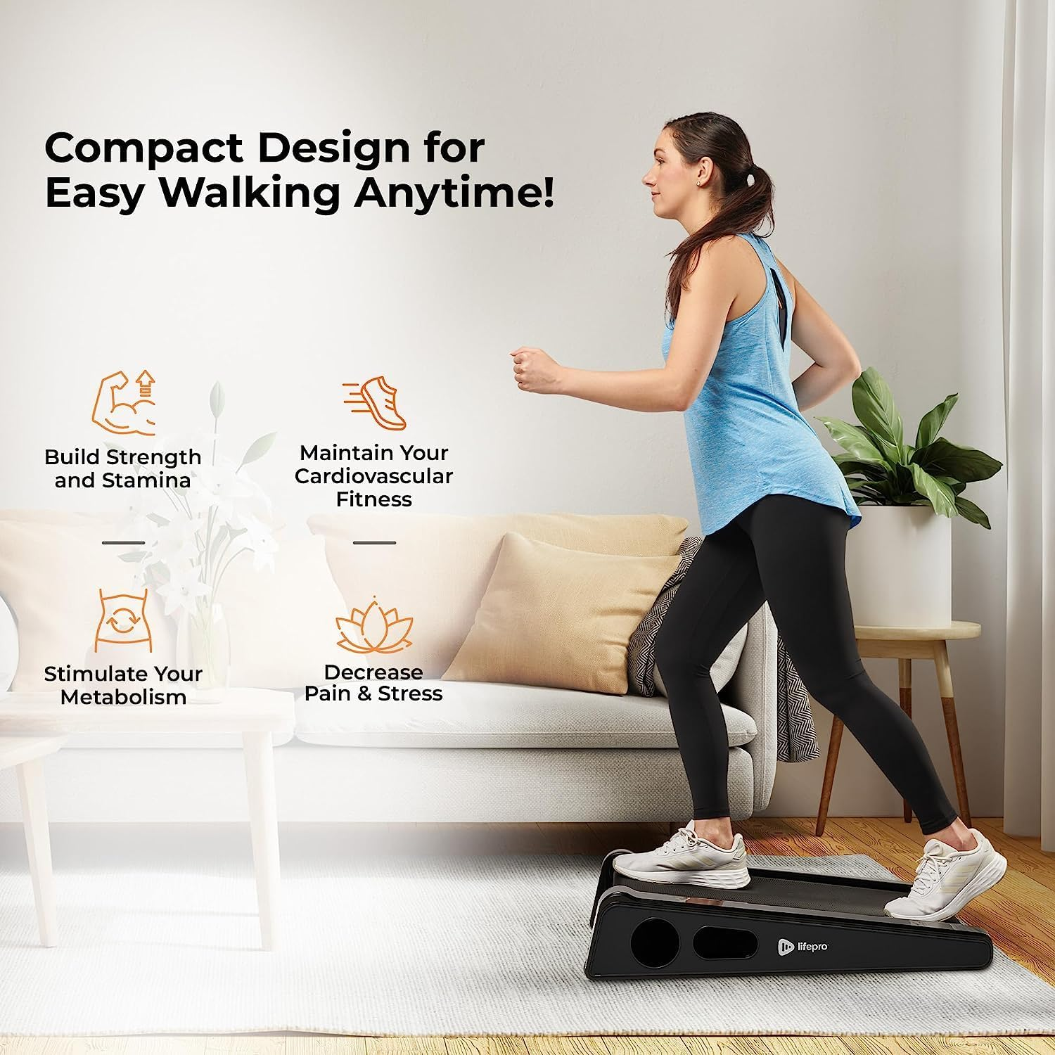 Lifepro Smallest 30-Inch Walking Pad Treadmill for Home and Office, Under Desk Walking Pad with Incline, Max Speed 3 MPH, 220 lbs Max Weight, Portable Running Machine, Travel-Friendly Walking Treadmill