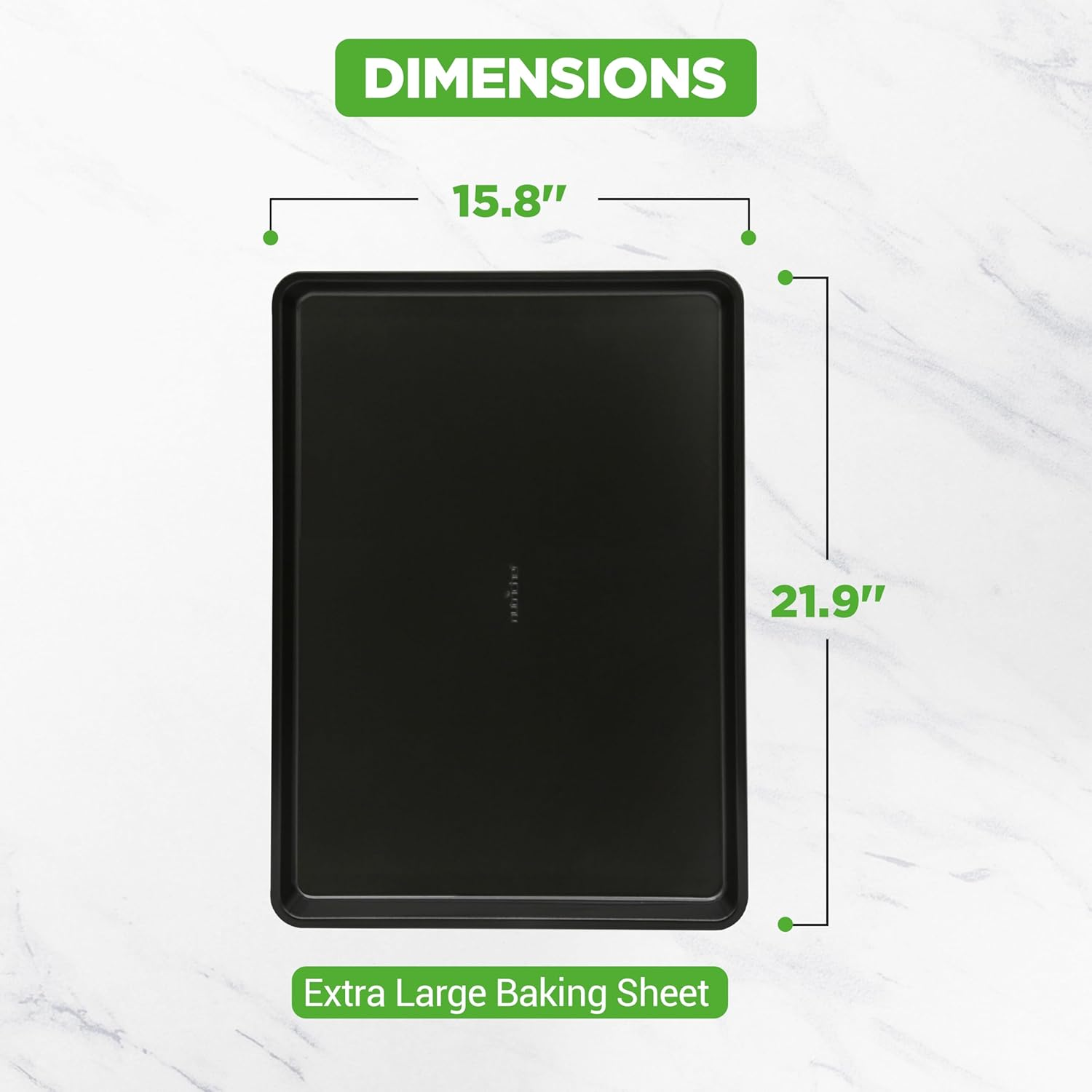 Nonstick Cookie Sheet Baking Pan - 1QT Large Metal Oven Baking Tray Mega Pan - Kitchen Cooking Non-Stick Bake Tray - Stylish Metallic Black Coating, PFOA, PFOS, and PTFE Free - NutriChef (NCLGBLK1)