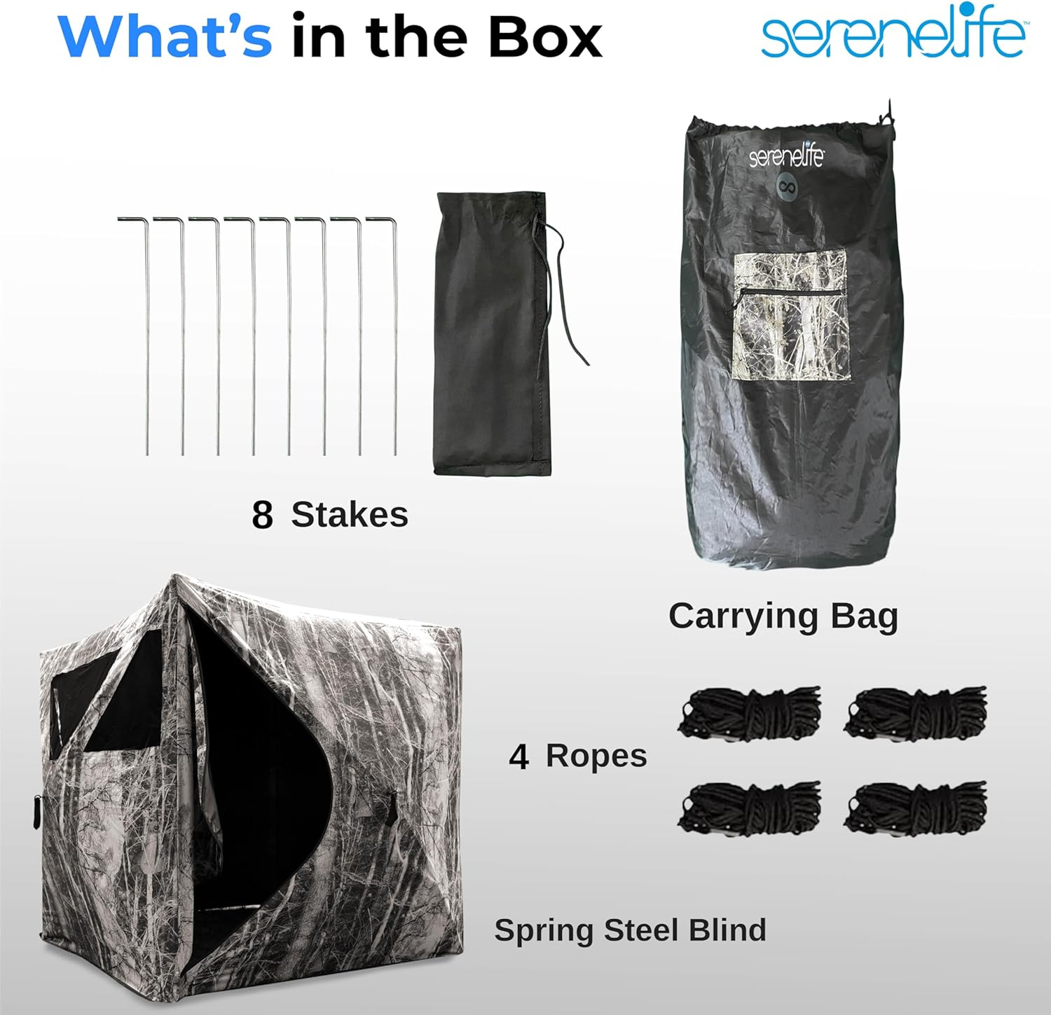 SereneLife Hunting Blind - Water Resistant Durashell Plus Hunting Ground Blind Tent Pop-Up Blinds with Shadow Guard, Polyester Fabric, Includes Carry Bag and Tie-Down Cords