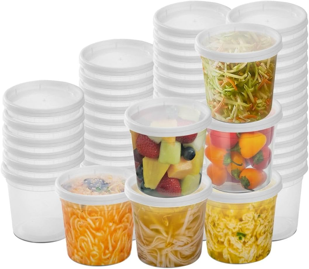 SQUATZ 100 Microwavable Food Containers - 32oz Translucent Meal Box Storage with Lids, Ideal for Storing Soups, Condiments, Sauces, Dressings, Salads, Fruit, Baby Food, Healthy Snacks, and Leftovers