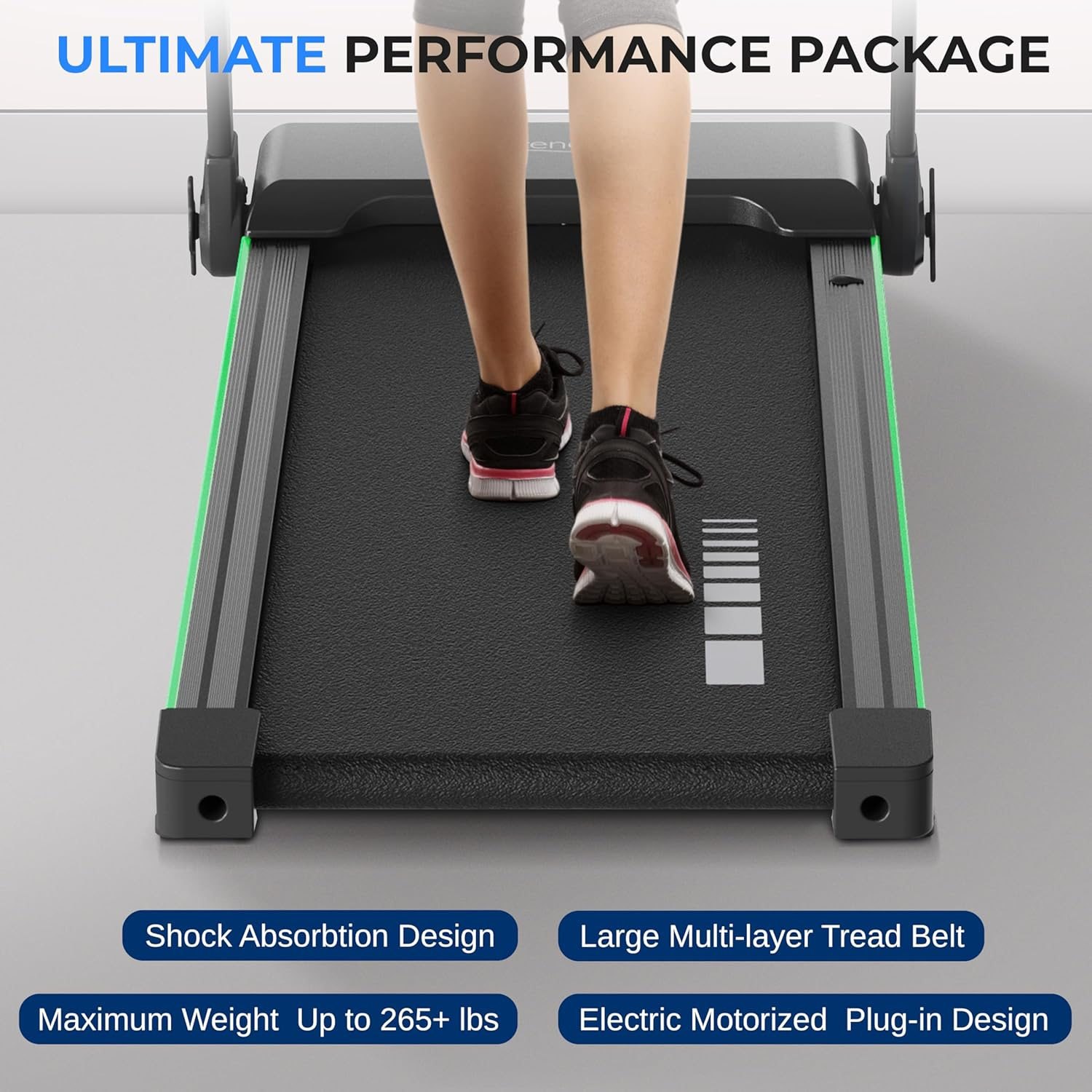 SereneLife Foldable Treadmill, Walking Pad with Handle, 2.5HP Quiet Motor, Compact Treadmill for Home, Office, and Gym, 12 Pre-Set Programs, Space-Saving Design