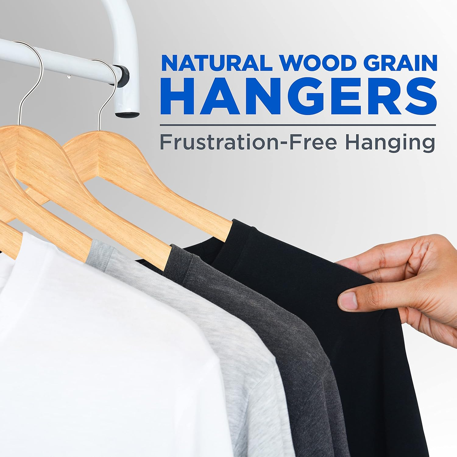 SereneLife Wooden Hangers - Premium Clothes Hangers, Coat Hangers, Space-Saving Heavy-Duty Hangers, 60-Pack