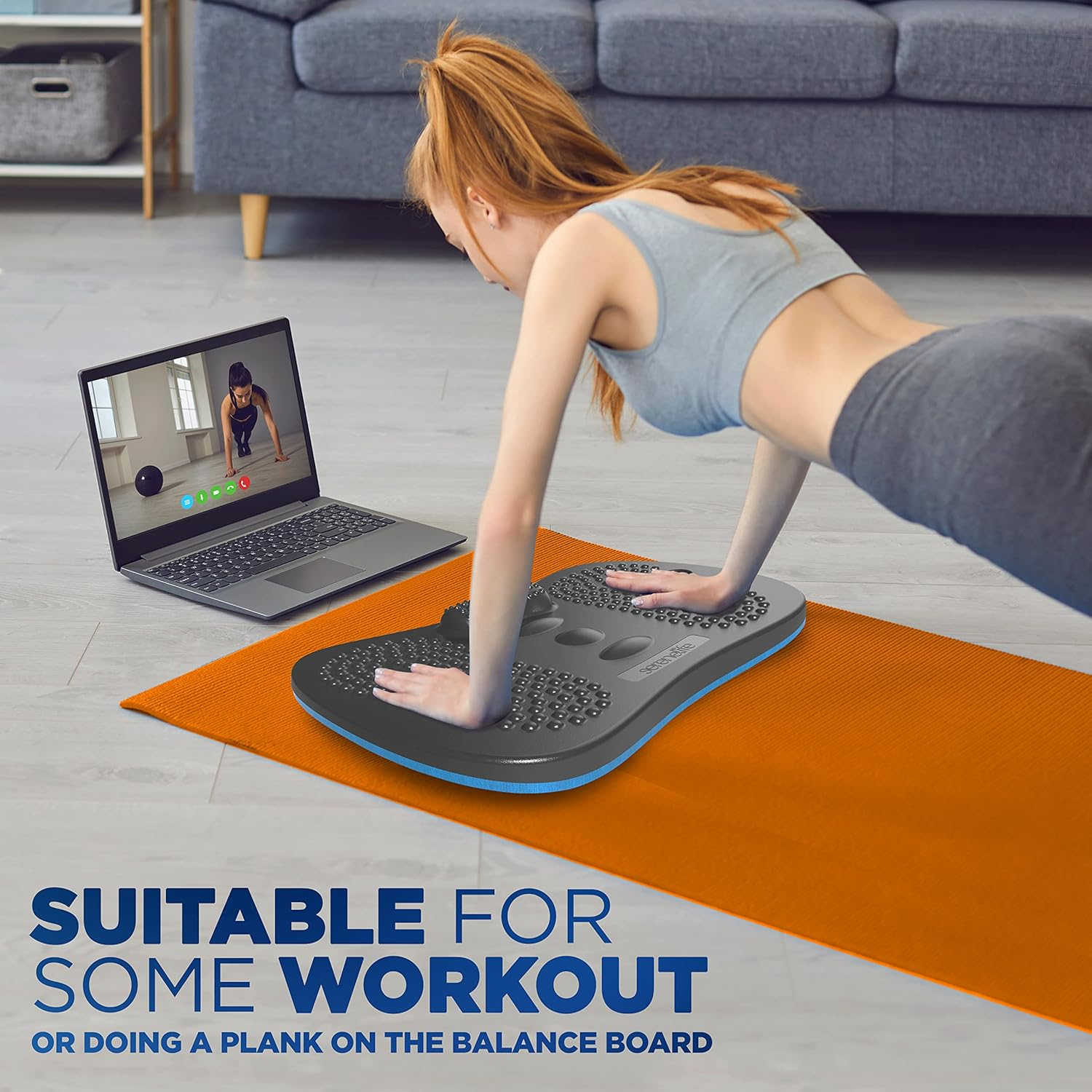 Wobbly Wooden Anti-Fatigue Mat - Ergonomic Natural Hardwood Wobble Balance Board with Comfort Design, Ideal for Standing Desks, Fitness Workouts, and Stress Relief - SLBALBRD