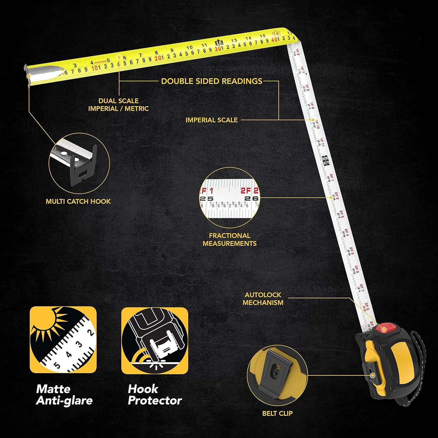 Lexivon Self Locking Measuring Tape, 7.5M (LX-205)