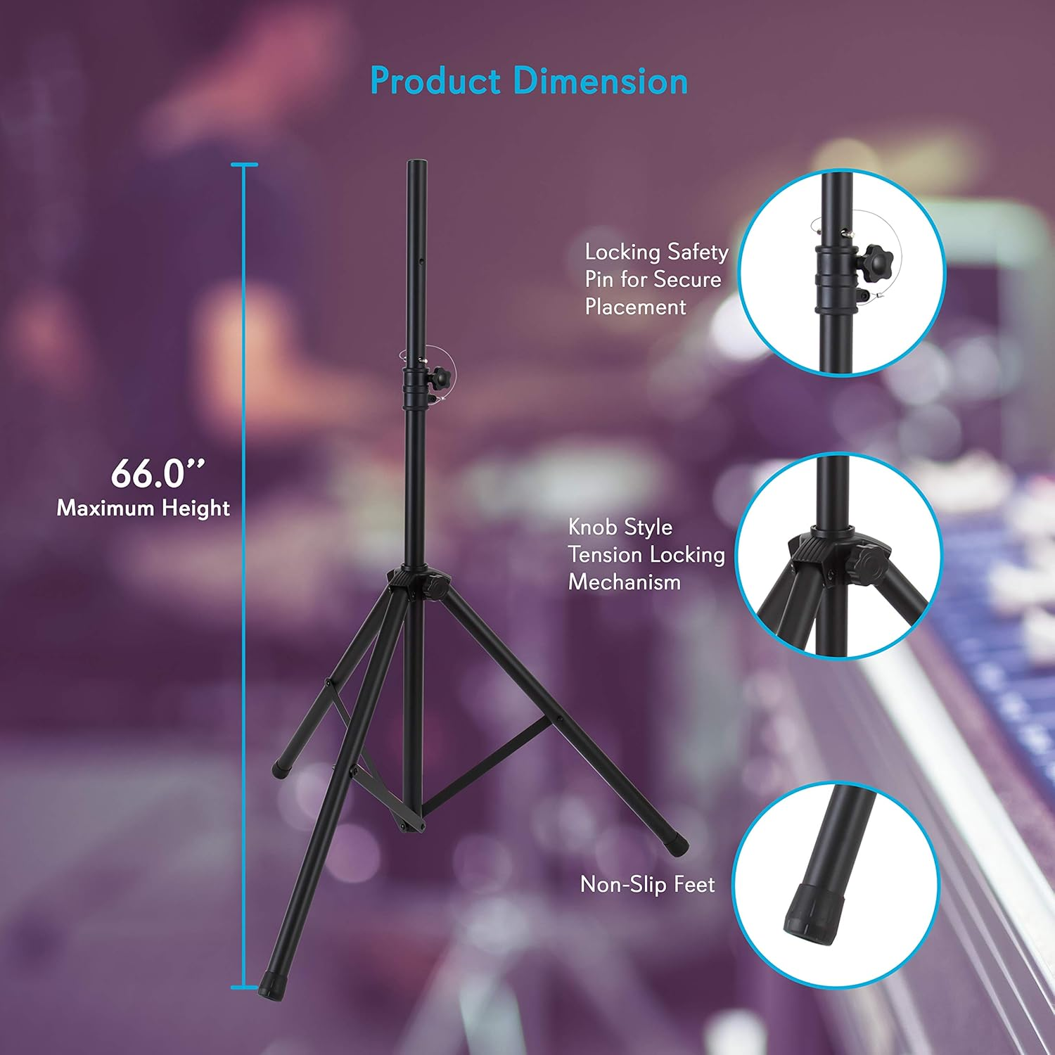 PylePro Heavy-Duty Aluminum Anodizing Dual Speaker Stand & 1/4'' Phono Cable Kit (PMDK102)