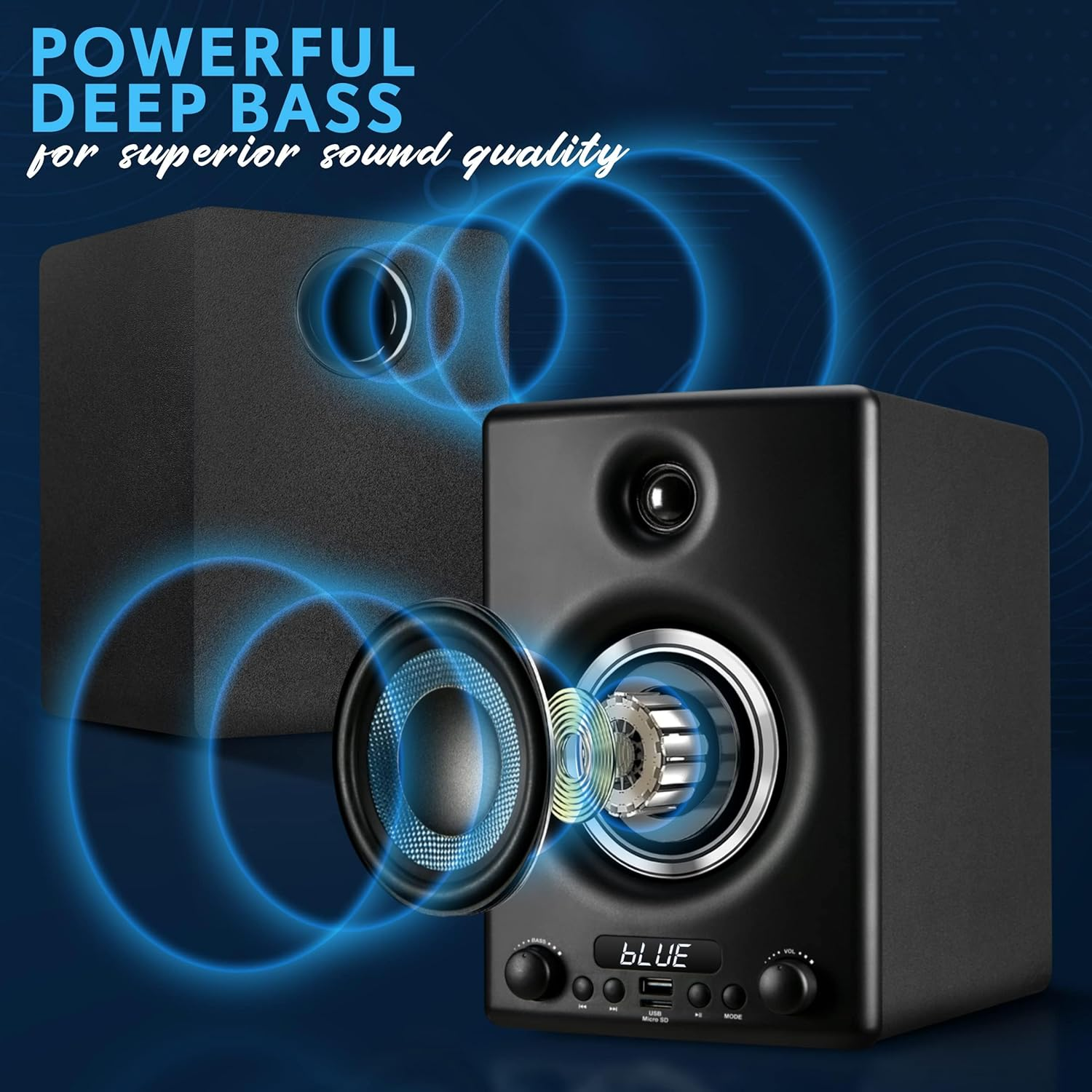 Pyle HiFi Active Bookshelf Speakers with Bluetooth – 300W Stereo Monitor Speaker System, Quality Sound for PC, TV, Desktops, with USB, Micro SD, and RCA Inputs, Black – PBKSP33BK