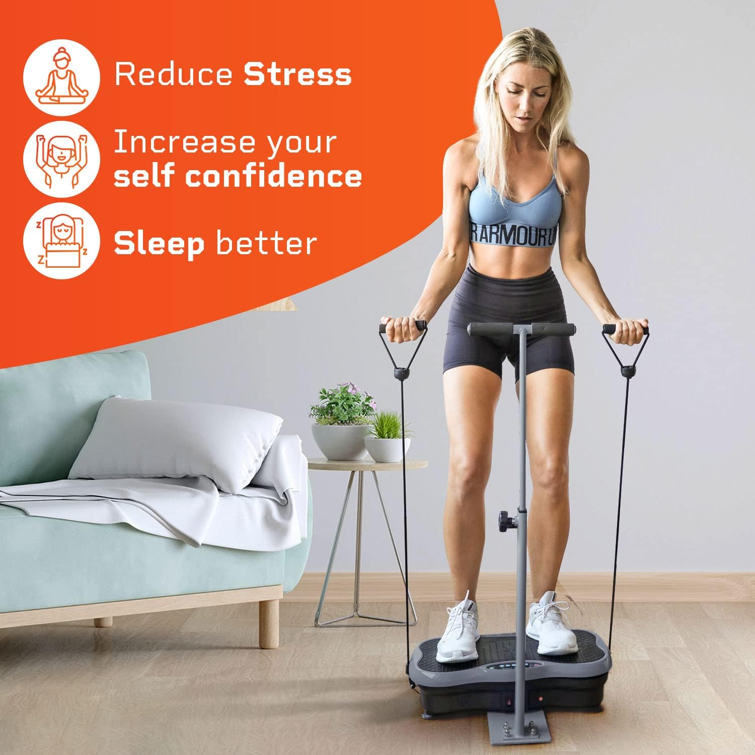 Lifepro Vibration Plate Exercise Machine with Waist-Level Handlebar & Magnetic Acupoints – Powerful Arm Fitness & Recovery Vibration Platform – Whole Body Vibration Machine for Beginners (Dark Gray)