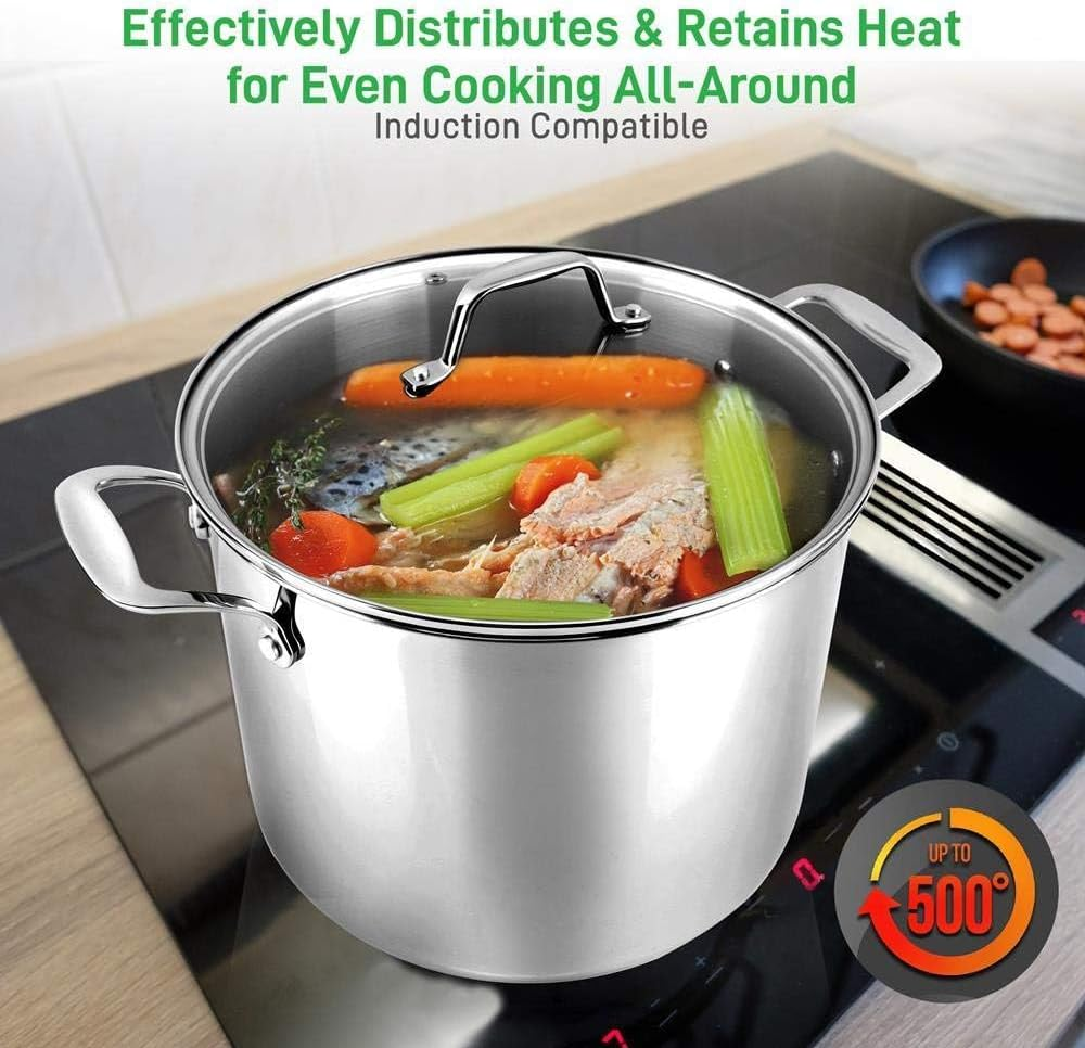 Nutrichef Stainless Steel Stockpot – Heavy Duty Induction Soup Pot with Lid, 19 Quart