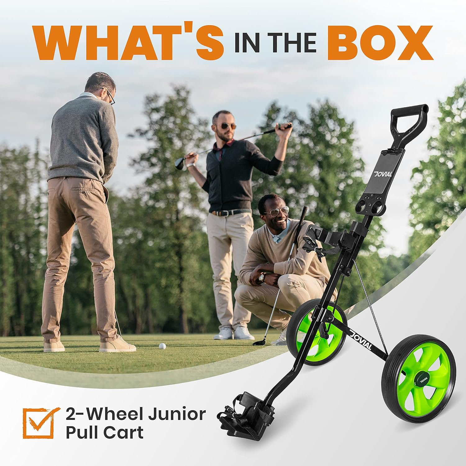 Jovial Golf Push Cart – Foldable, Collapsible, Lightweight with Upper and Lower Brackets & Elastic Strap