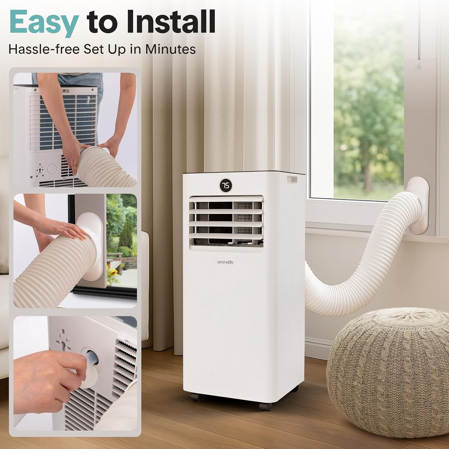 SereneLife 10,000 BTU Portable AC & Heater – with Dehumidifier, Fan, Remote & Window Kit – Cools up to 450 sq. ft.