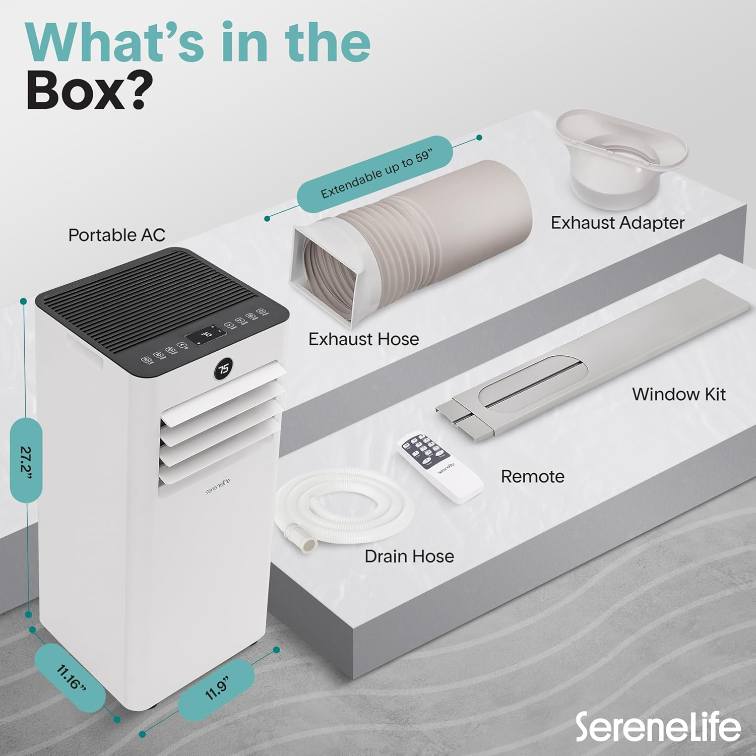 SereneLife 10,000 BTU Portable AC & Heater – with Dehumidifier, Fan, Remote & Window Kit – Cools up to 450 sq. ft.