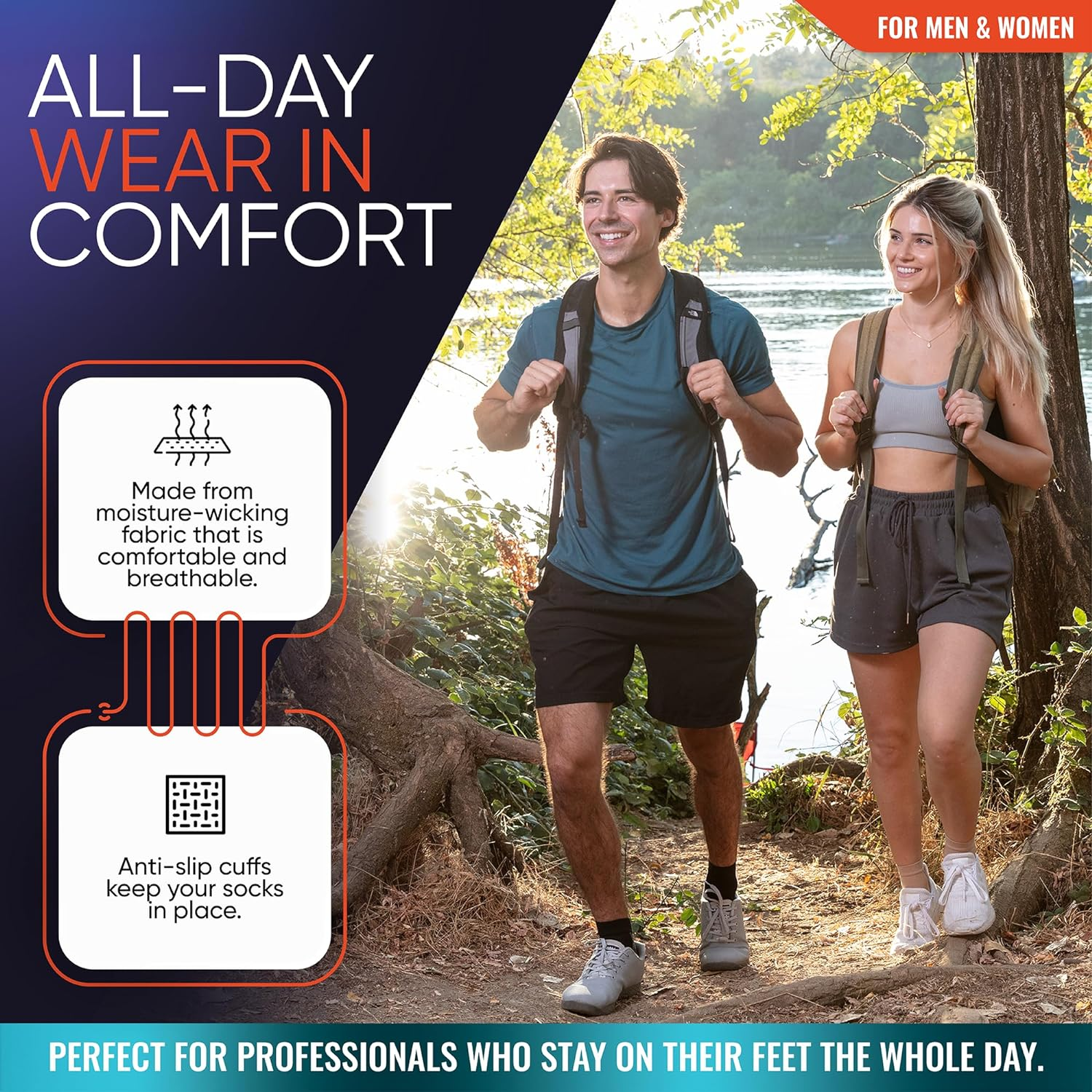 Compression Socks (1 Pair) – Ankle Sleeve for Plantar Fasciitis, Achilles Tendonitis, Heel Spurs, Swelling & Foot Fatigue – Arch Support for Daily Use