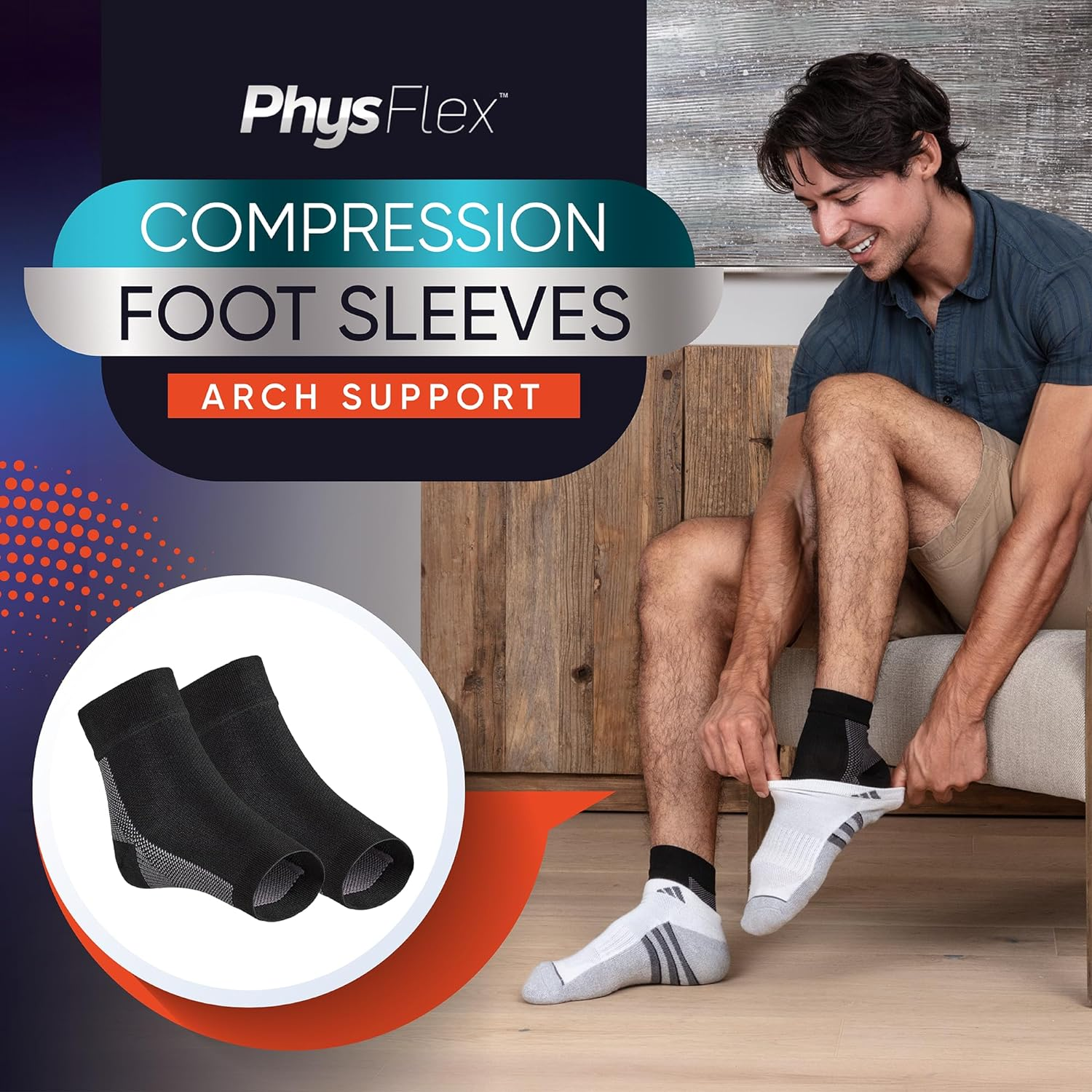 Compression Socks (1 Pair) – Ankle Sleeve for Plantar Fasciitis, Achilles Tendonitis, Heel Spurs, Swelling & Foot Fatigue – Arch Support for Daily Use
