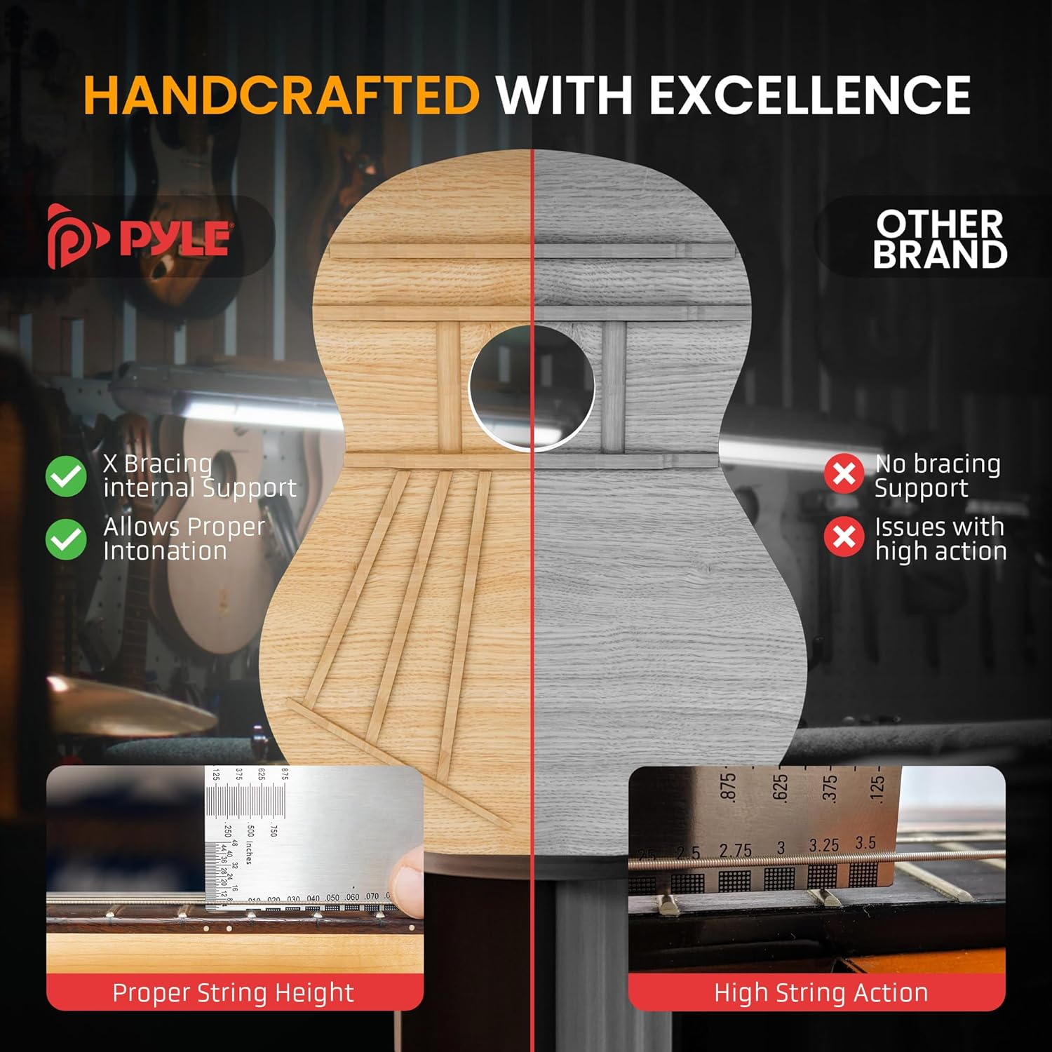 Pyle 39" Classical Guitar Starter Kit – Full‑Size (4/4) Wood Guitar with Capo, Gig Bag, Extra Strings, Strap & Picks (Blue Gloss)