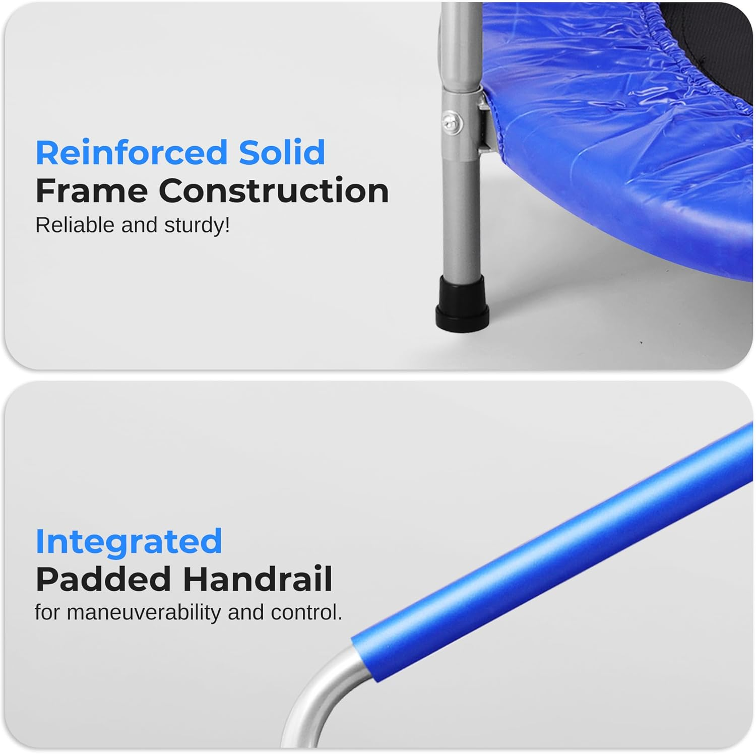 SereneLife 36/40" Foldable Mini Trampoline – Compact Exercise Rebounder with Foam Handle for Kids & Adults, Indoor/Outdoor Use, Supports 150/220 lbs