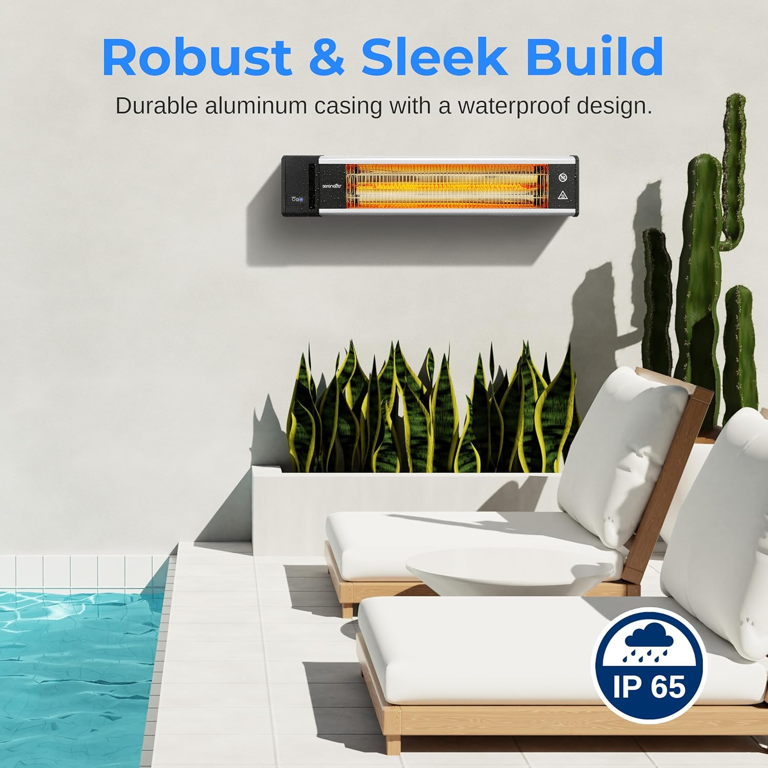 SereneLife 1500W Wall-Mounted Infrared Heater with Remote – Indoor/Outdoor Use, Odorless, IP65 Waterproof